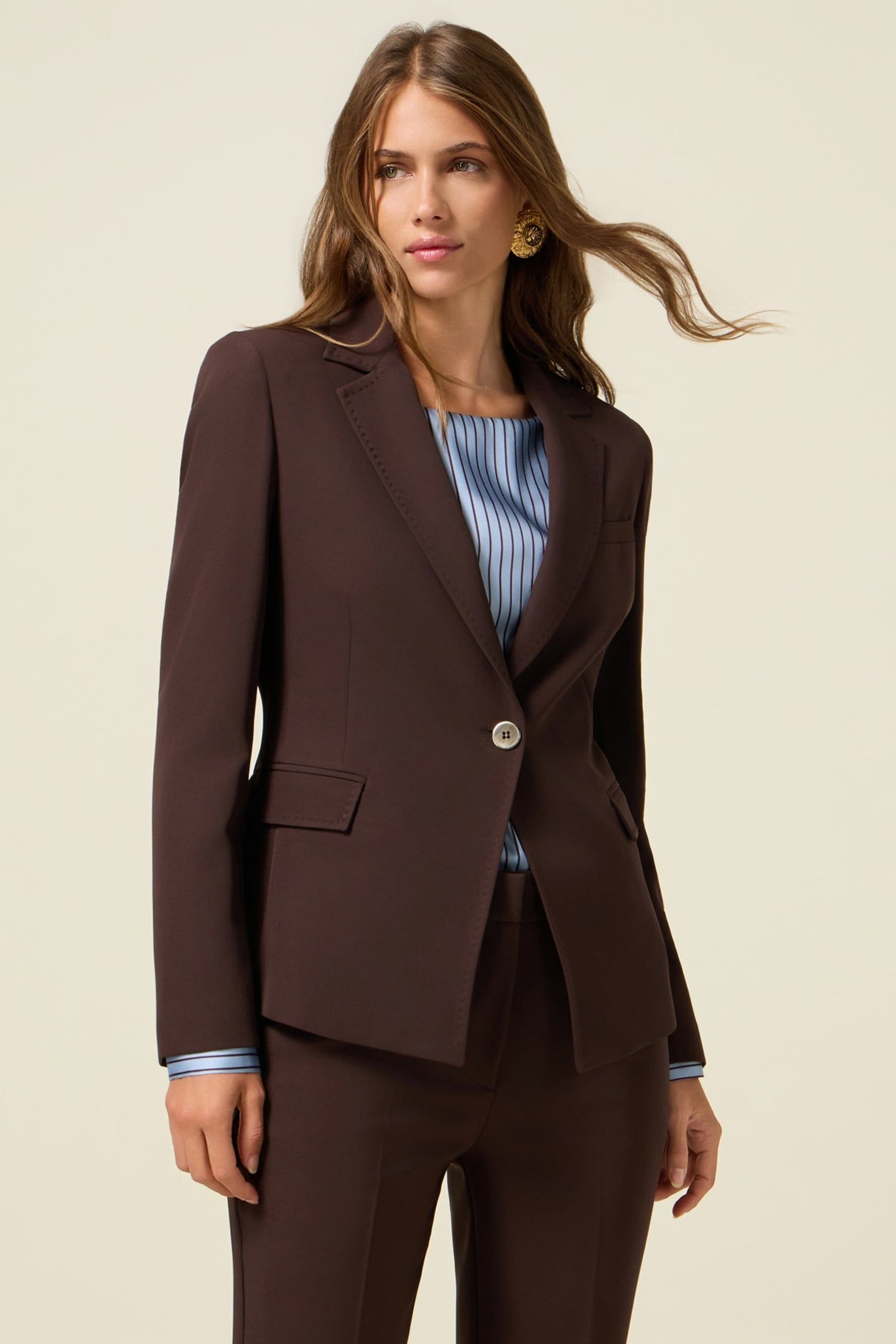 TECHNICAL FABRIC BLAZER BROWN 1