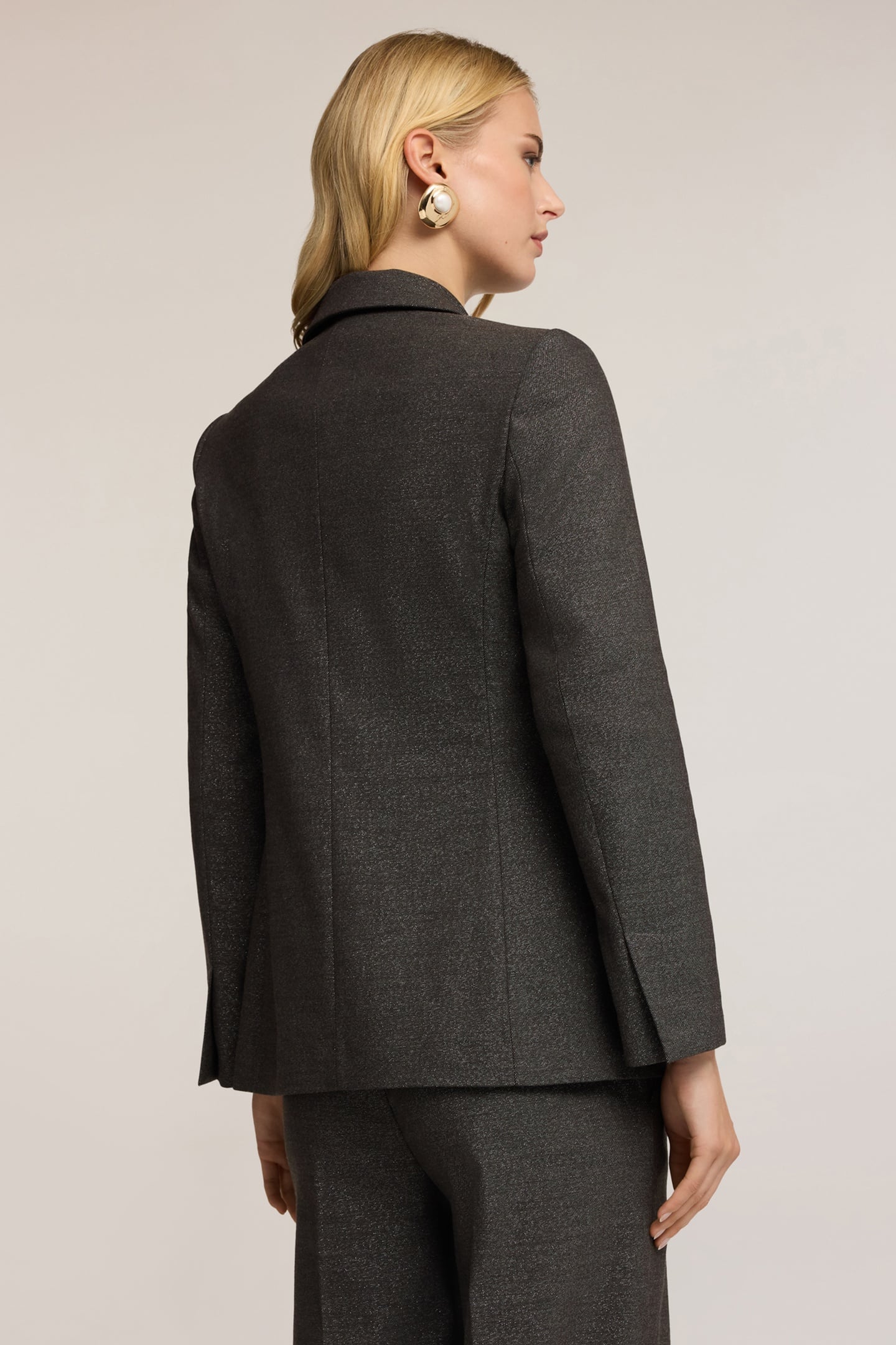 STRUCTURED BLAZER IN MIXED LUREX ARMORED FABRIC GREY 3