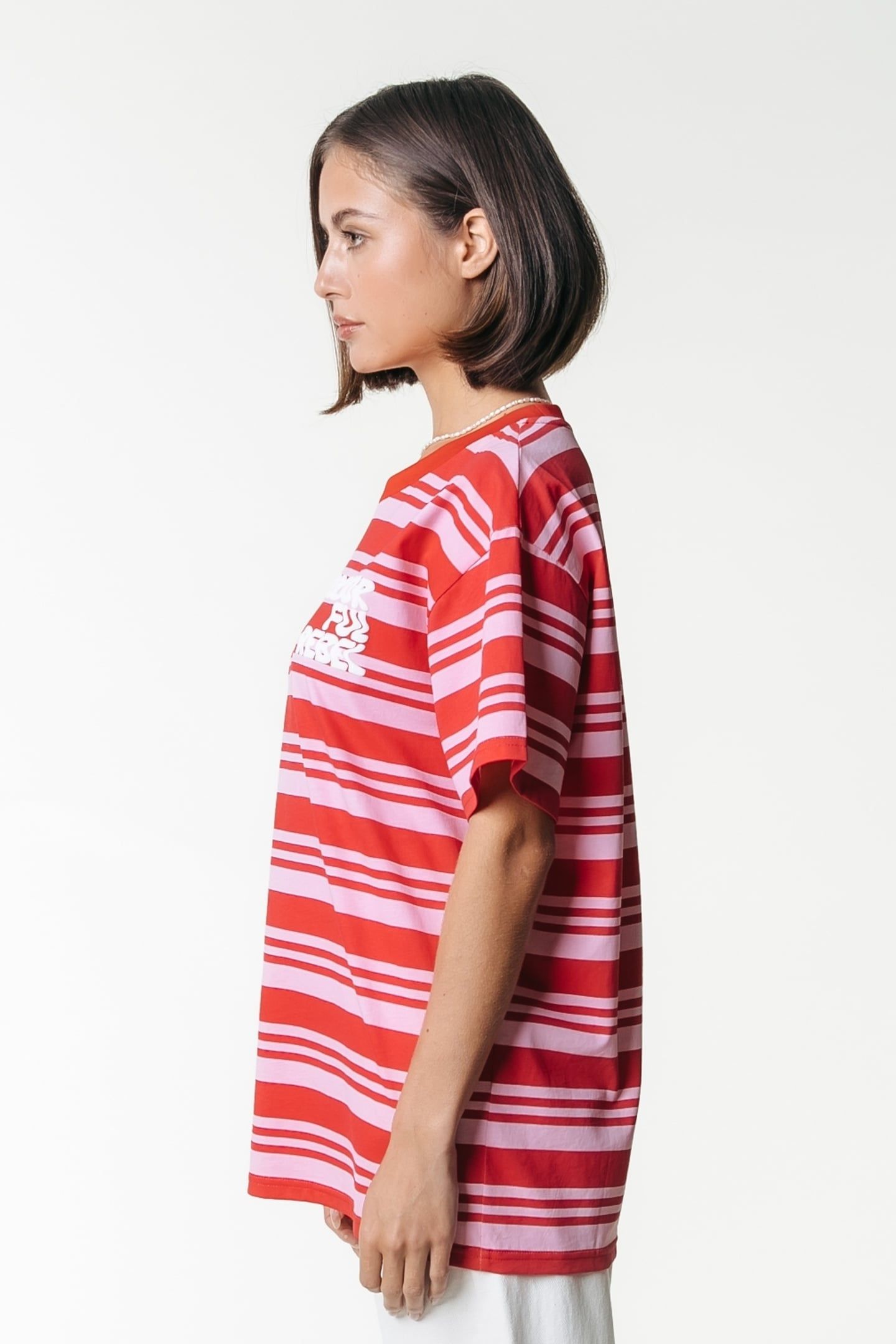 PUFF LOGO STRIPE LOOSEFIT TEE FRESH PINK 3