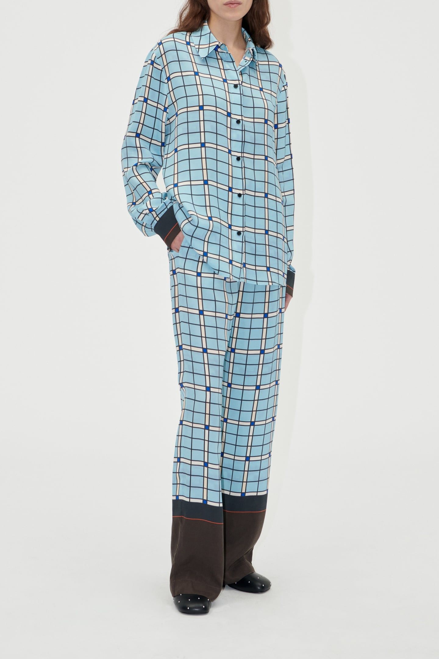 ELASTICATED LONG PANTS WINDOW CHECK 2