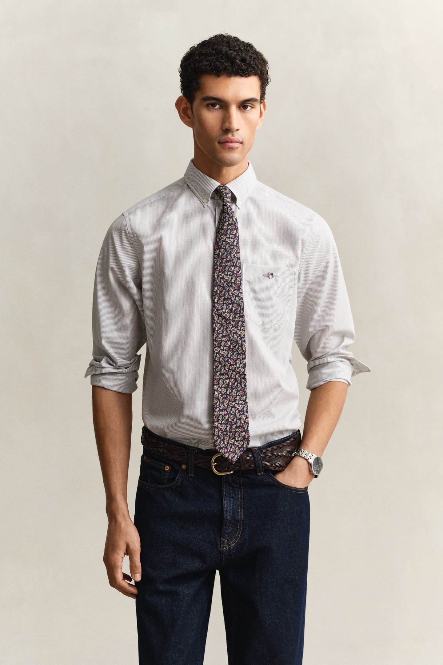 REG CLASSIC POPLIN BANKER SHIRT PEWTER GREY 1