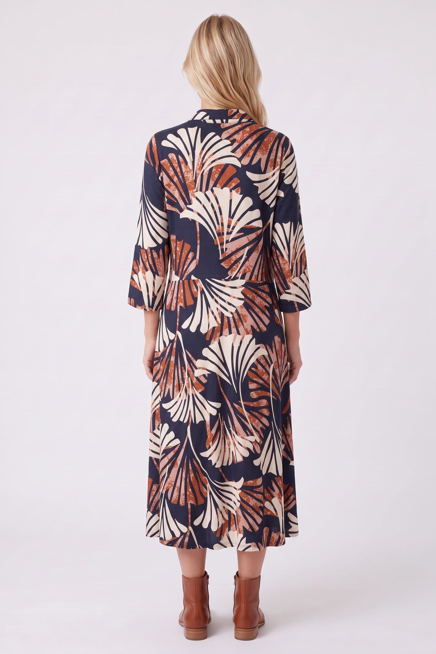 RUA JERSEY SHIRT DRESS NAVY PRINT 2