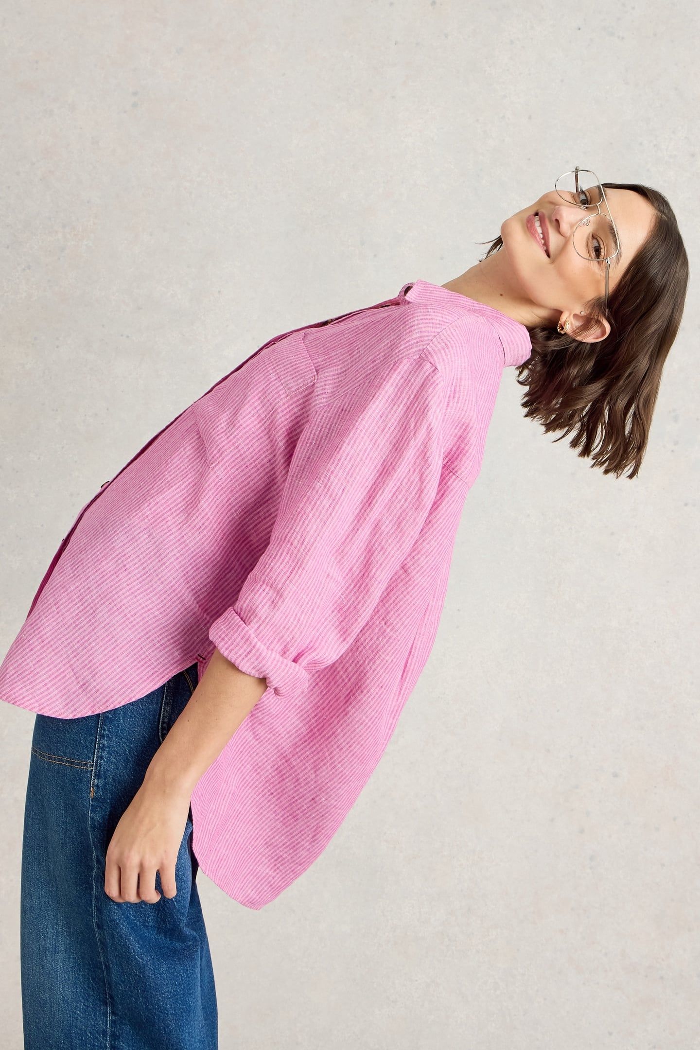 LYDIA LINEN SHIRT PINK MULTI 4