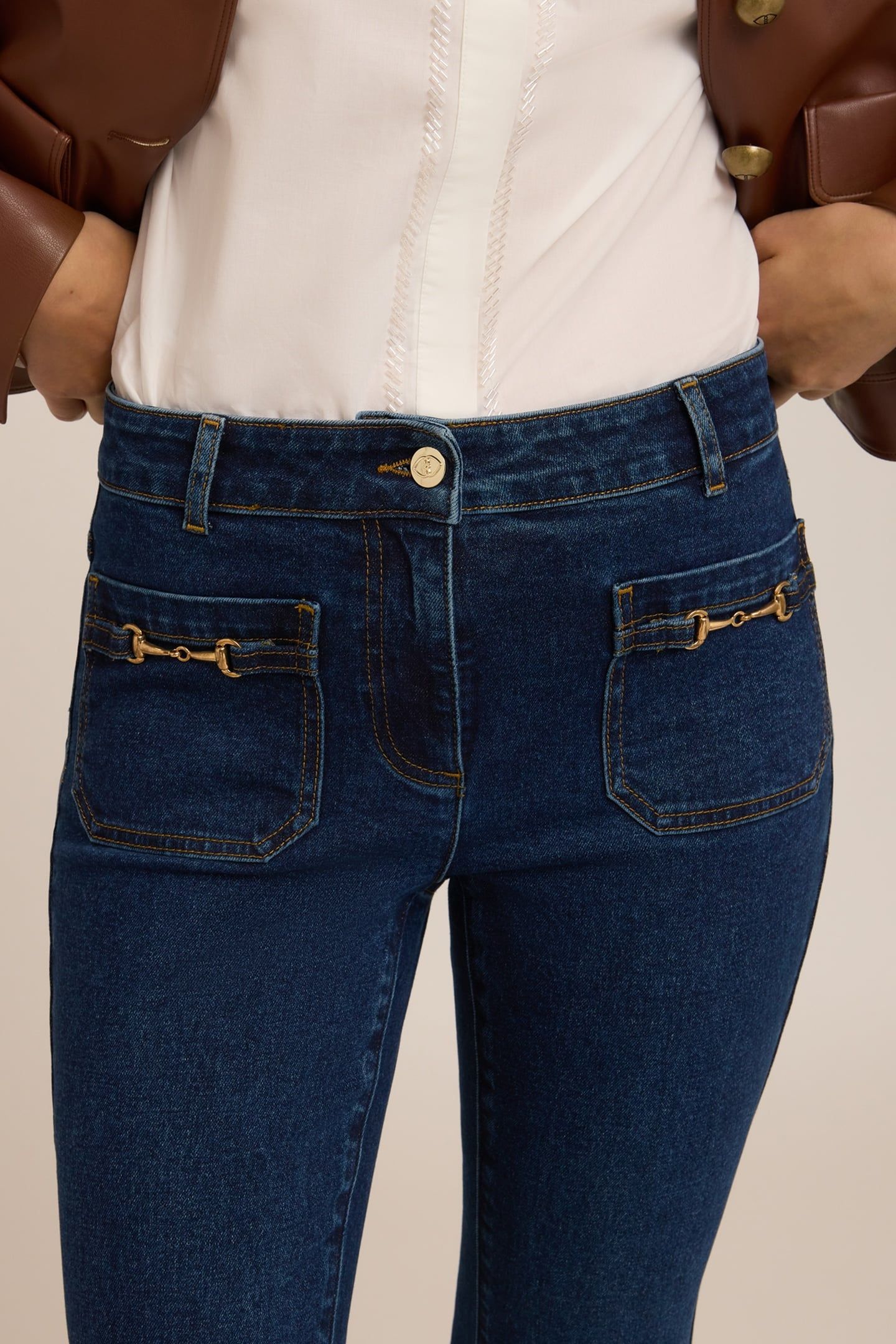 FLARE JEANS WITH METAL TOGGLES BLUE 5