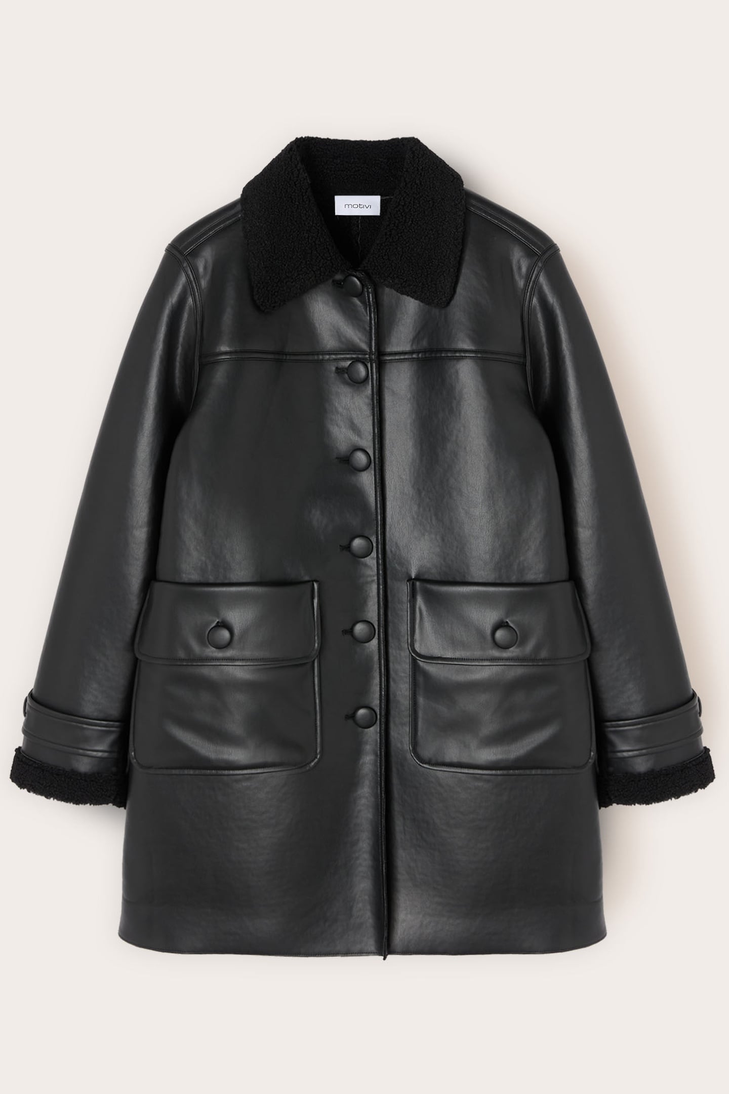SHEARLING EFFECT COAT BLACK 5