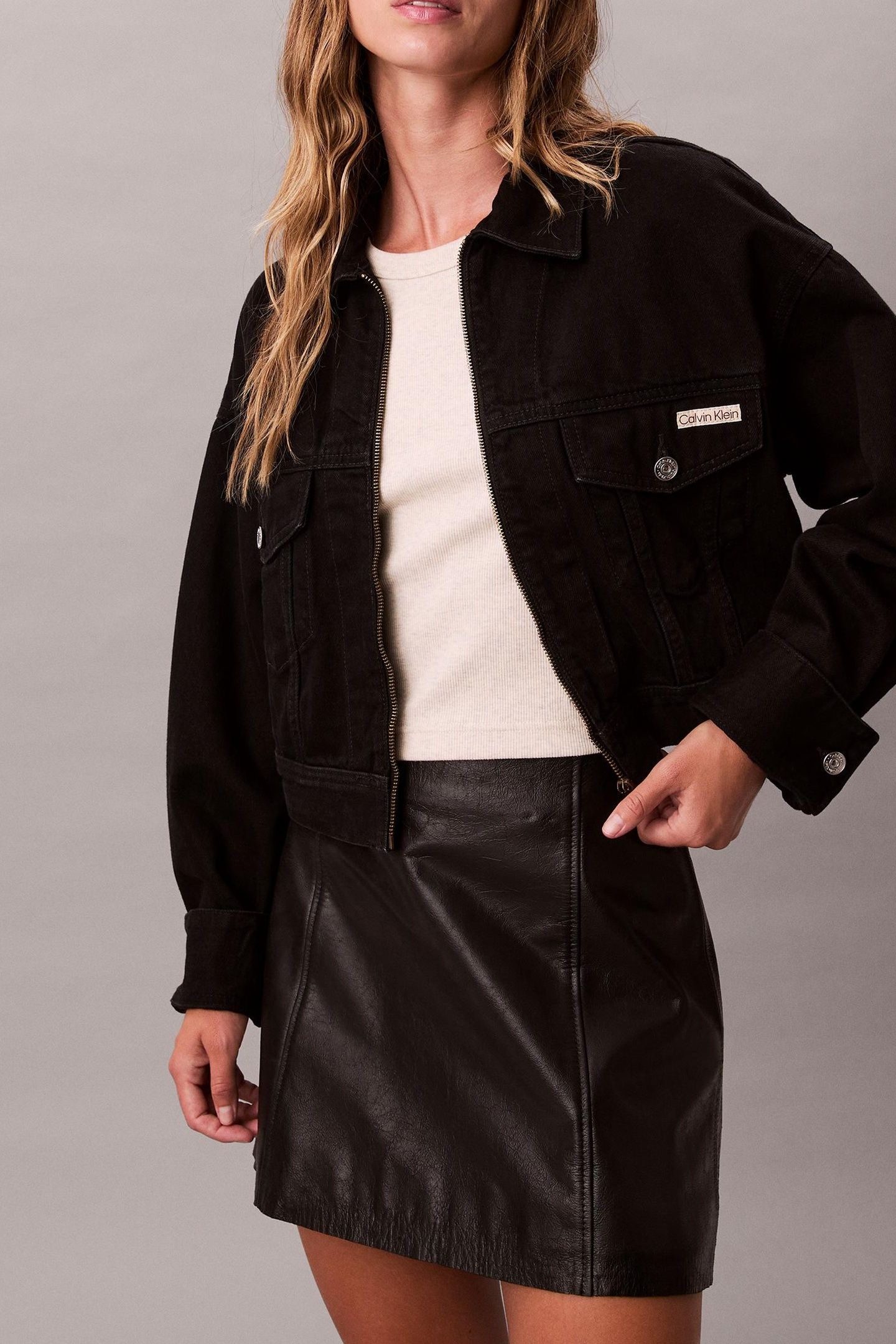 DENIM CROPPED JACKET SOFT BLACK 1