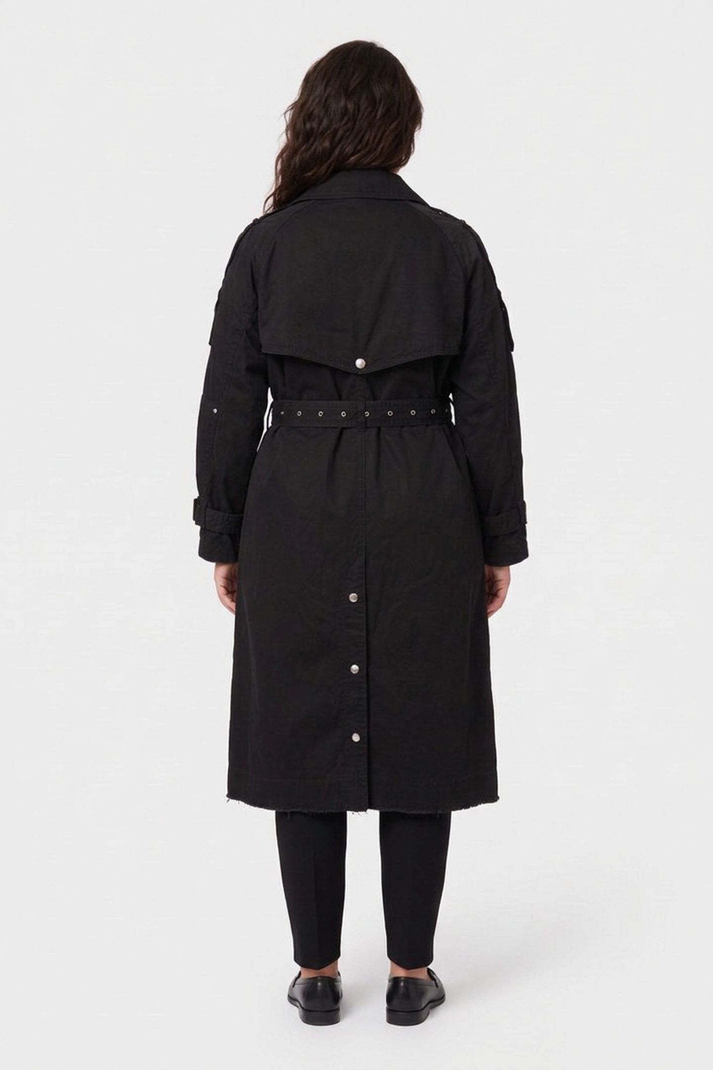 GARMENT-DYED GABARDINE TRENCH COAT BLACK 2