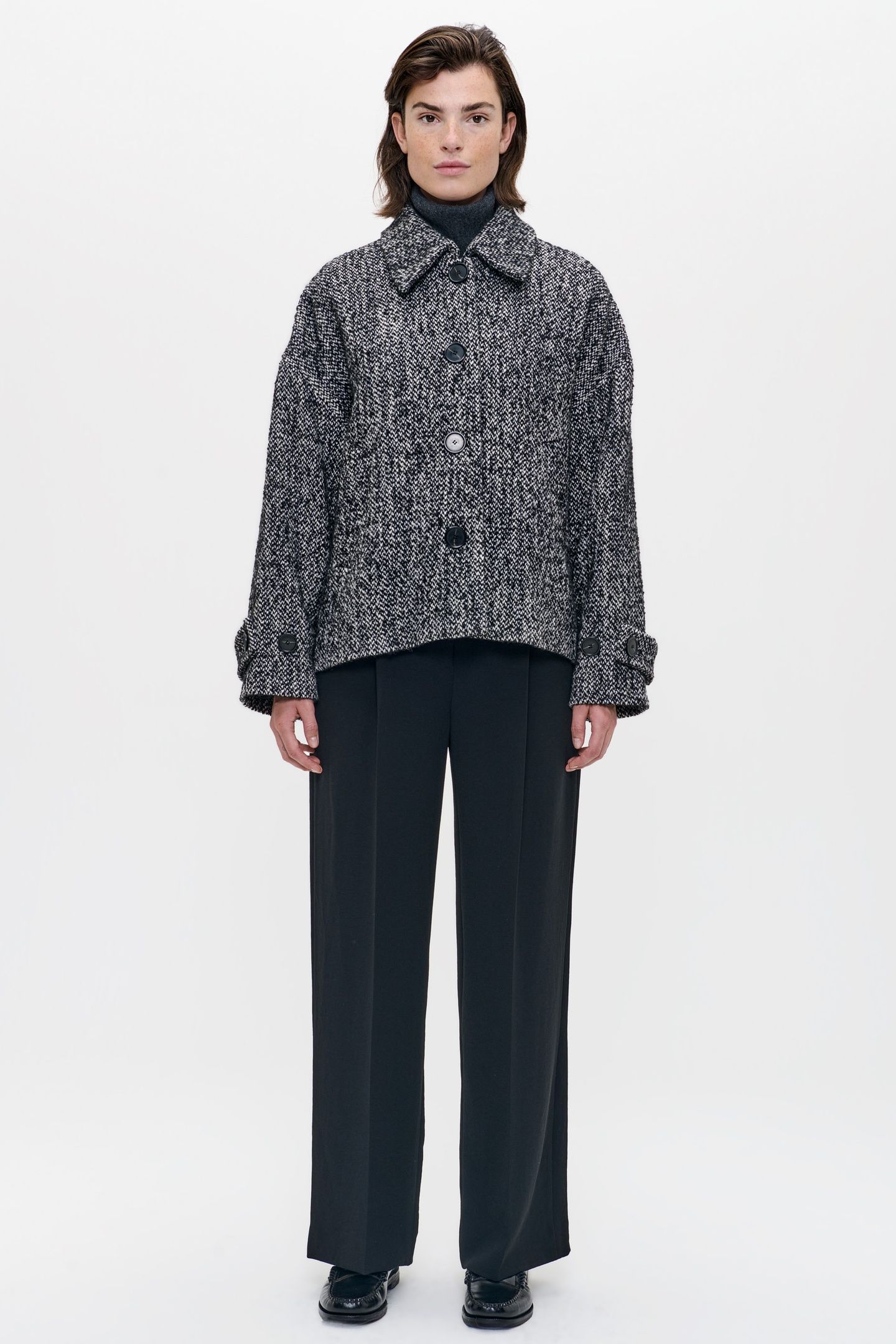 TWEED SHORT COAT BLACK 1