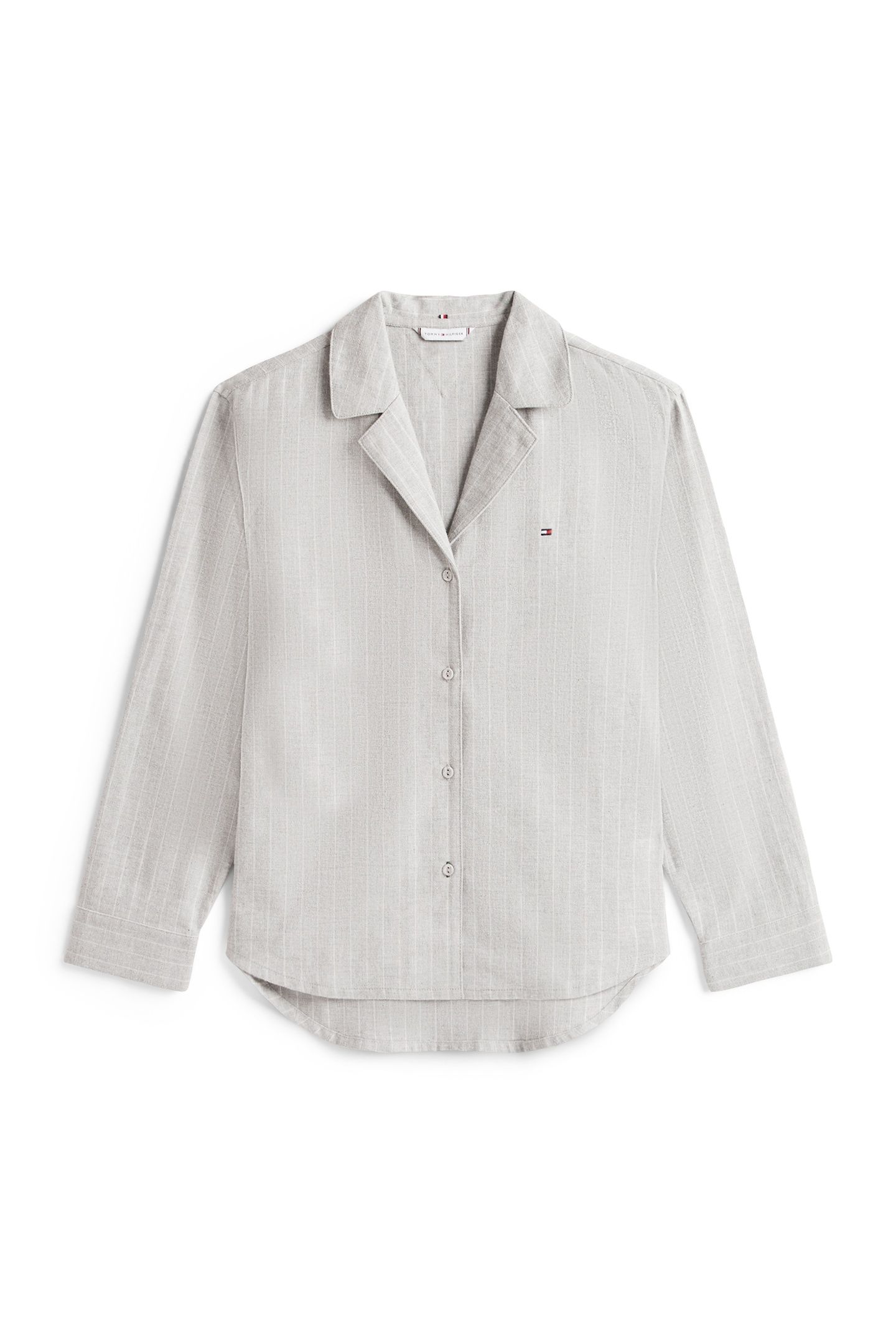 LS STRIPE FLANNEL SHIRT SET THIN STRIPE LIGHT GREY 4