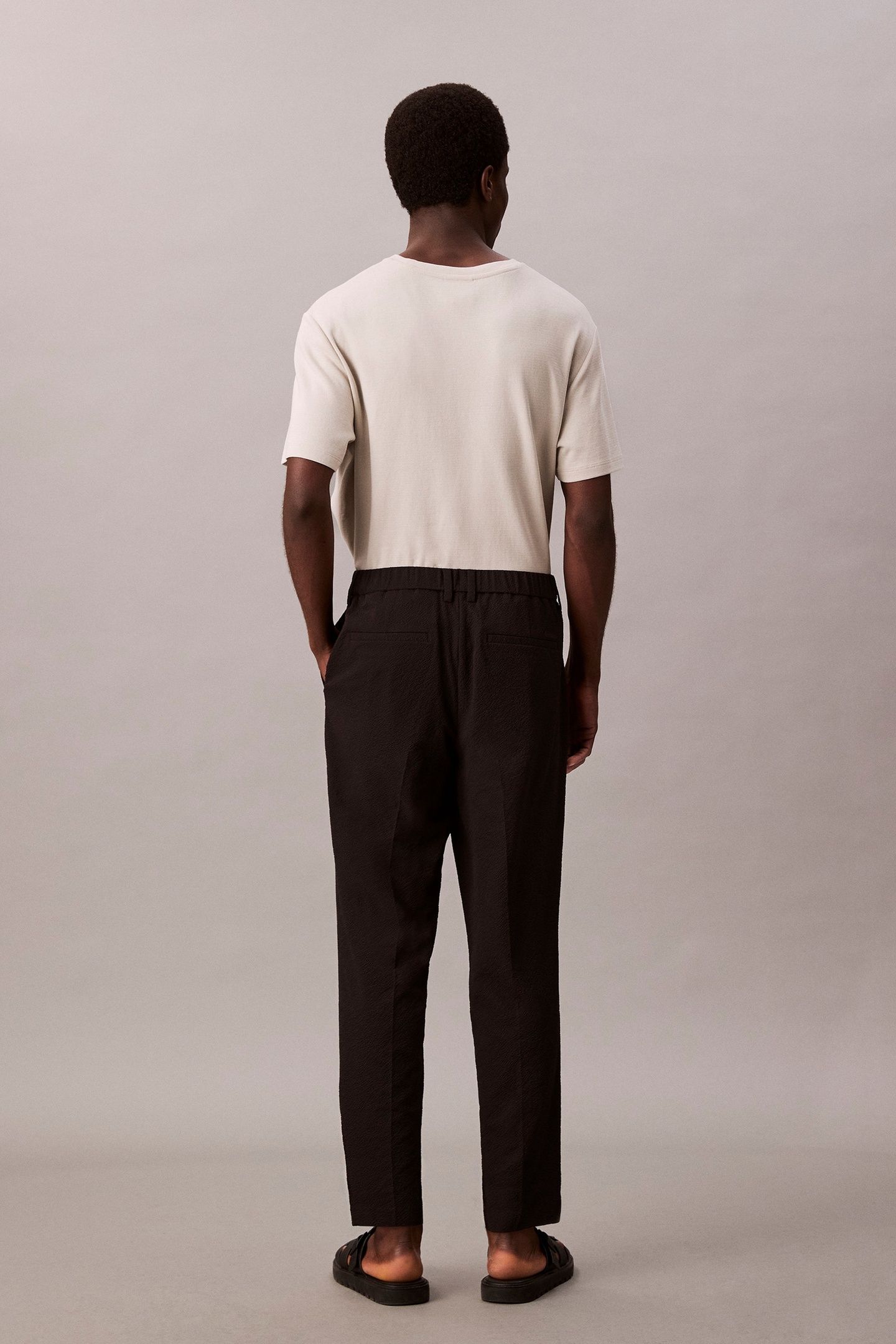 SEERSUCKER PULL ON PANTS BLACK 2