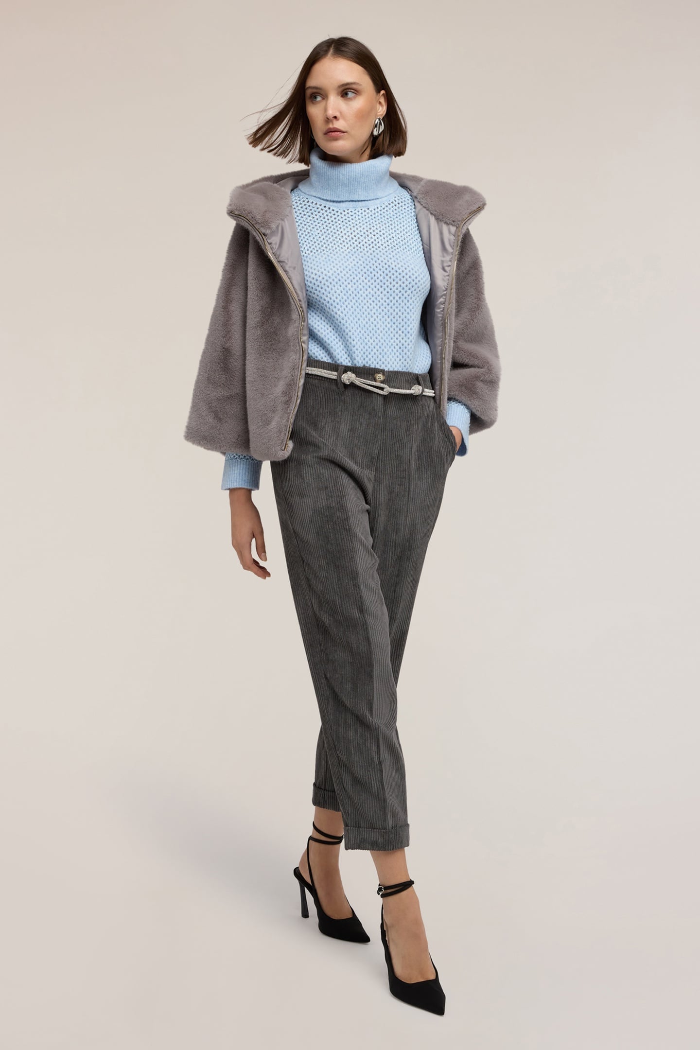 CORDUROY CARROT PANTS GREY 1