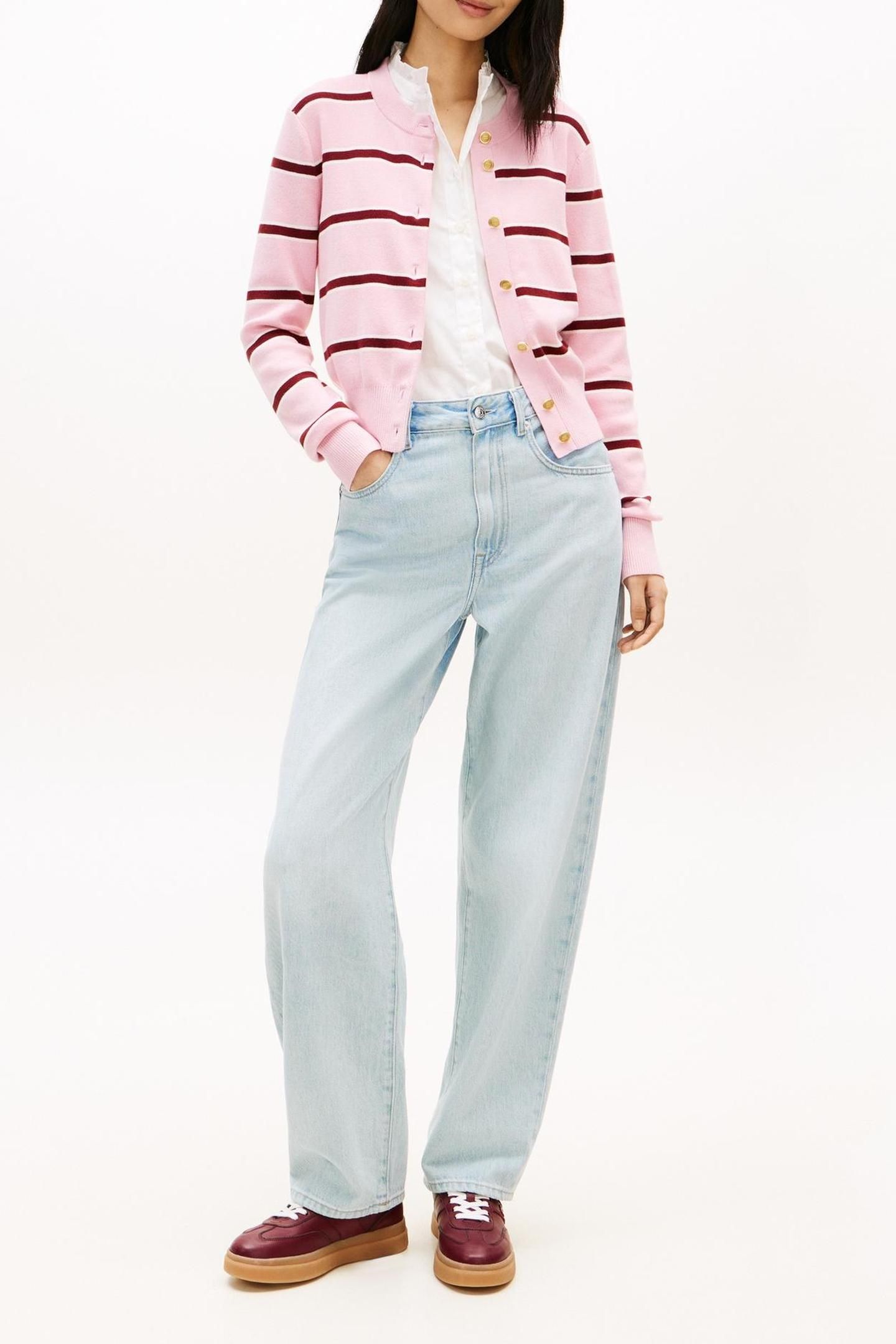 CO FULL NEEDLE C-NECK PINK/IVORY/LIBERTY RED 2