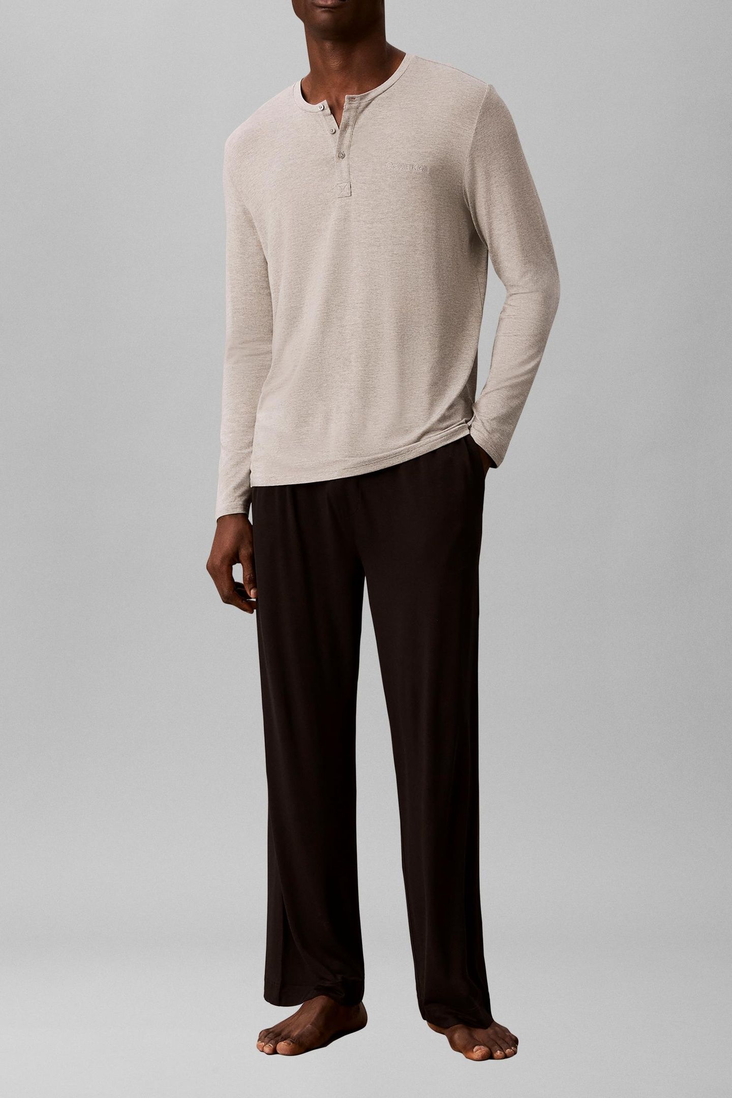 MODAL L/S HENLEY GREY HEATHER 3