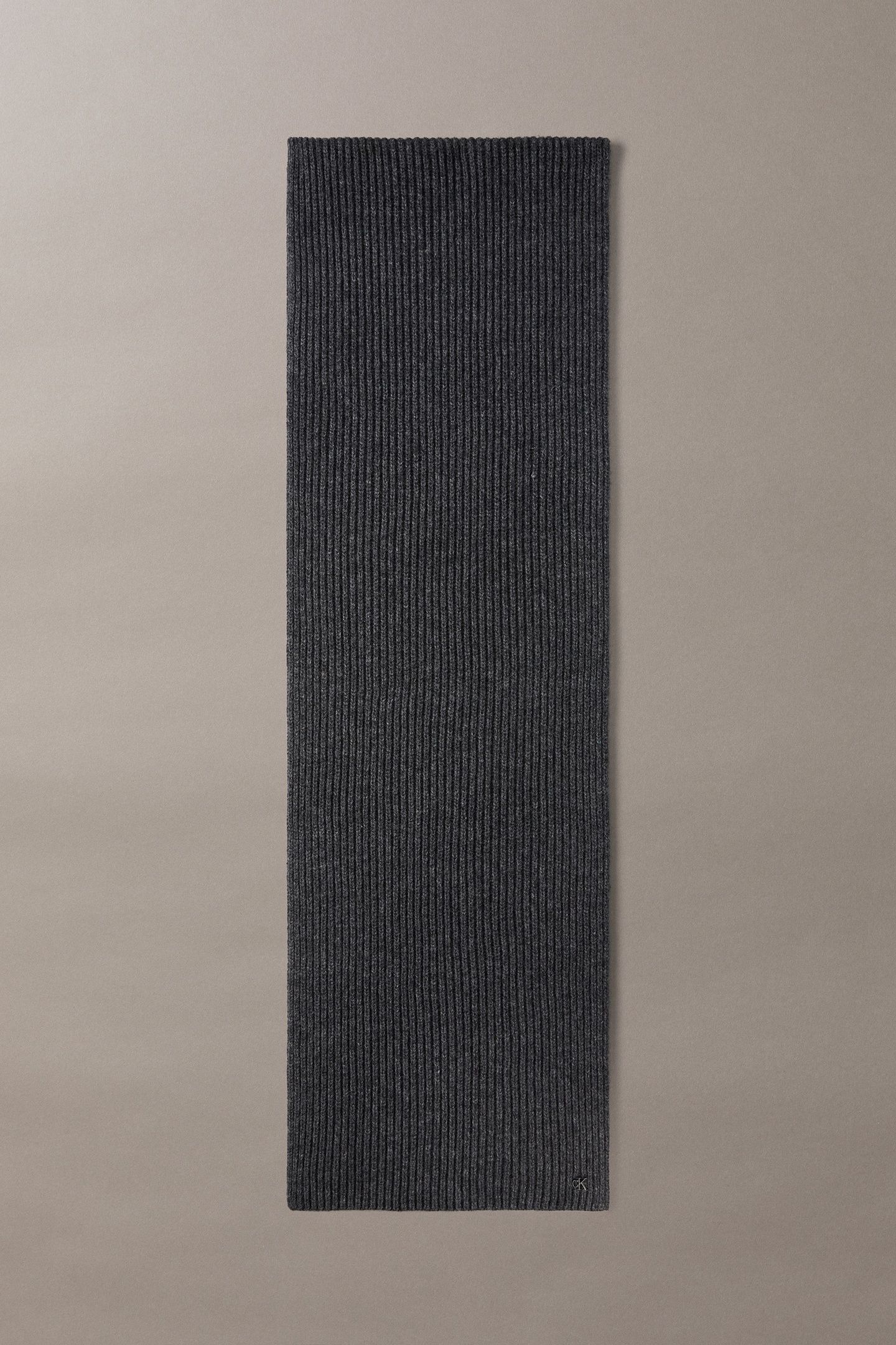 CK METAL WOOL RIB SCARF CHARCOAL HEATHER 2