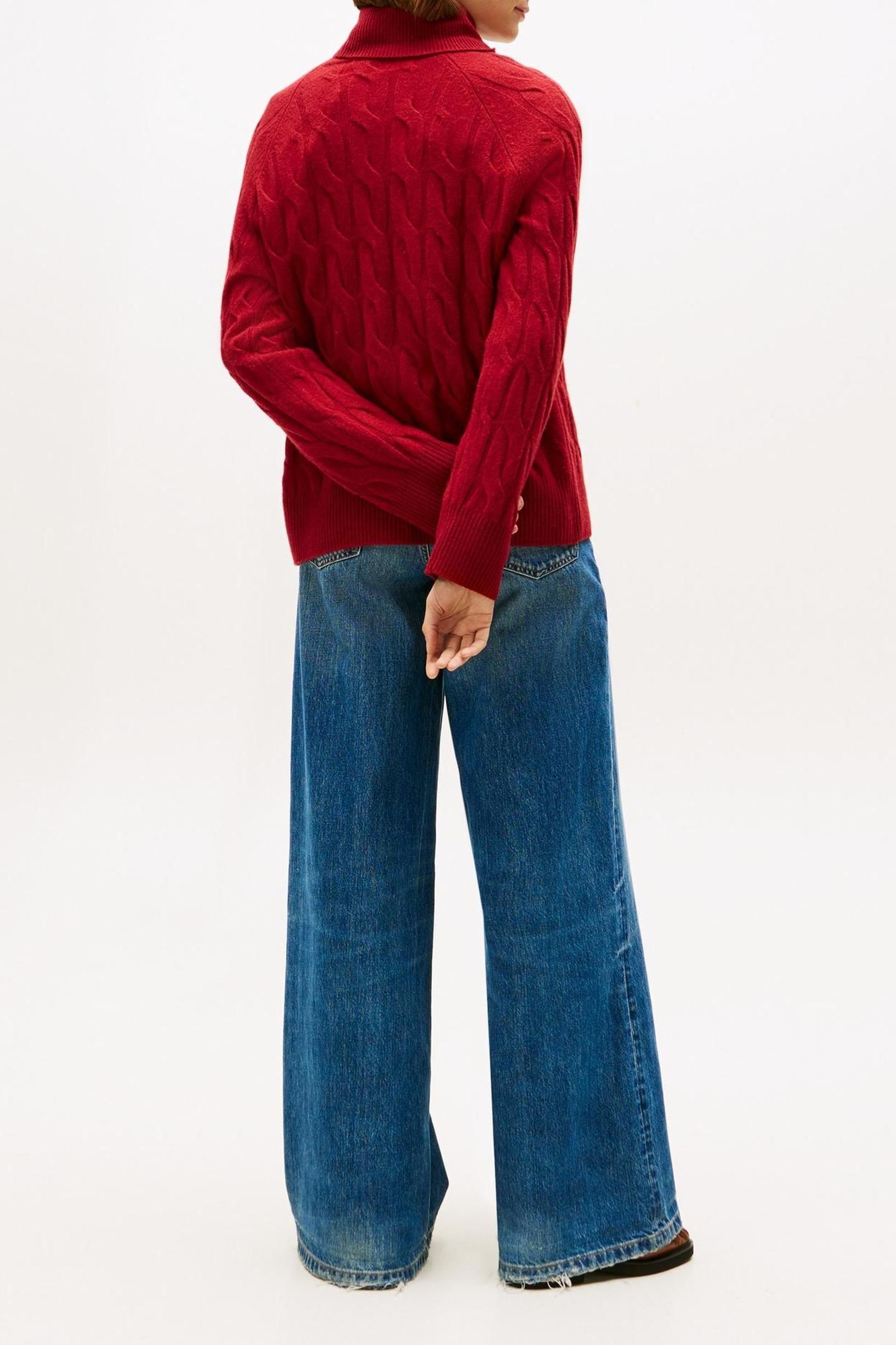 SOFT WOOL CABLE ROLL NECK REGATTA RED 3