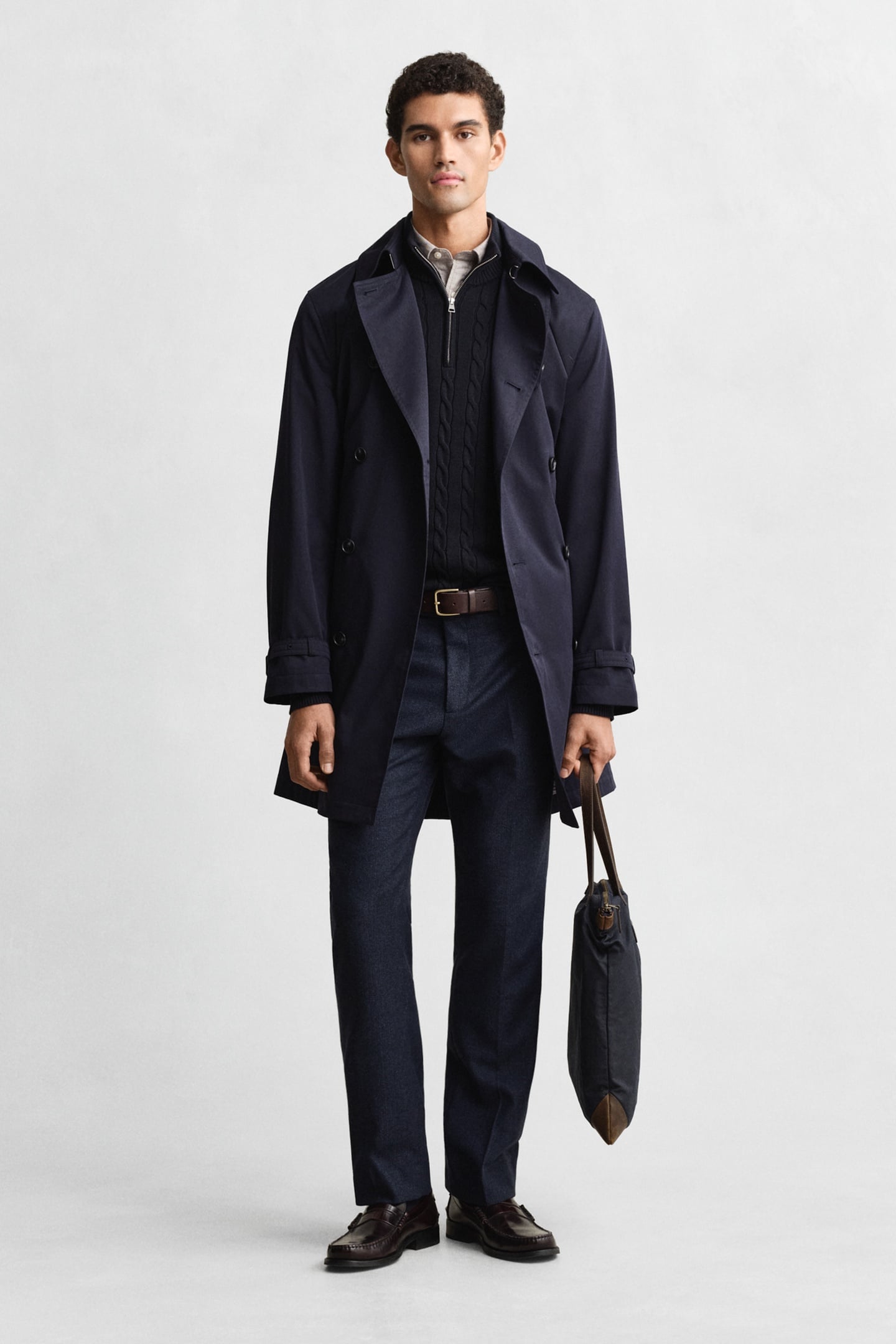 COTTON BLEND TRENCH COAT EVENING BLUE 2