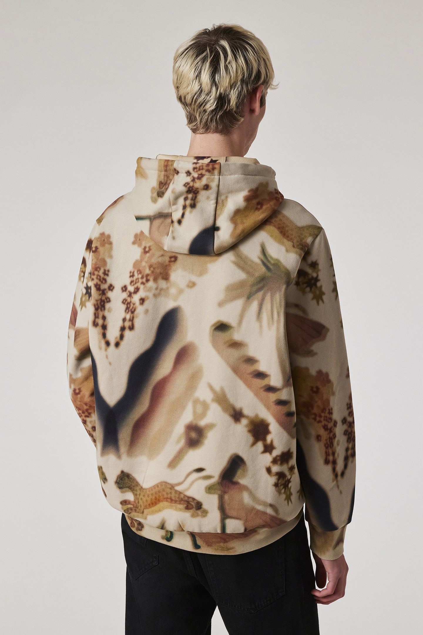 MENS LUMINERE PRINT HOODIE LIGHT BEIGE 3