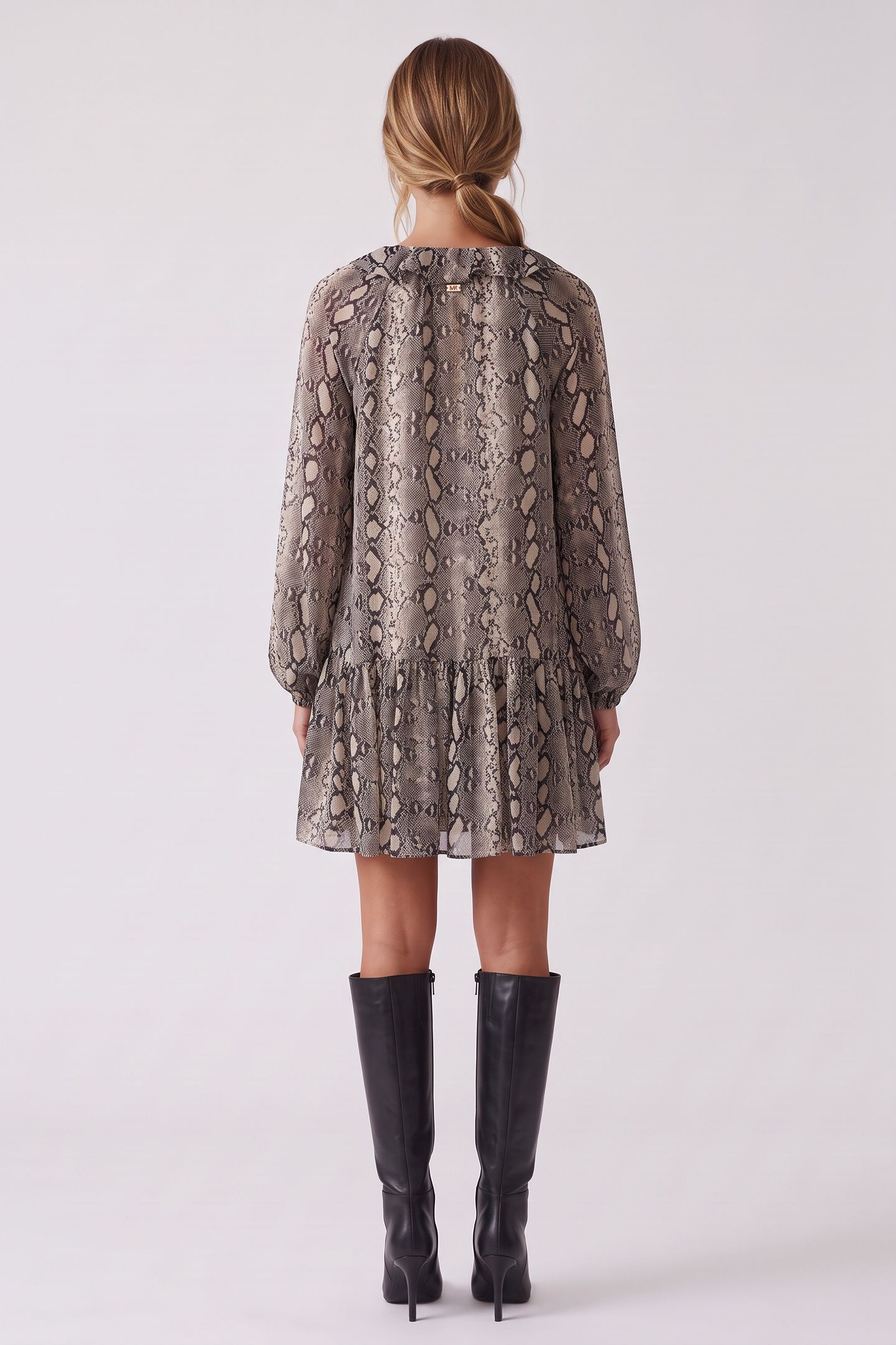 SNAKE LS RUFFLE MINI DRESS SOFT ECRU 4