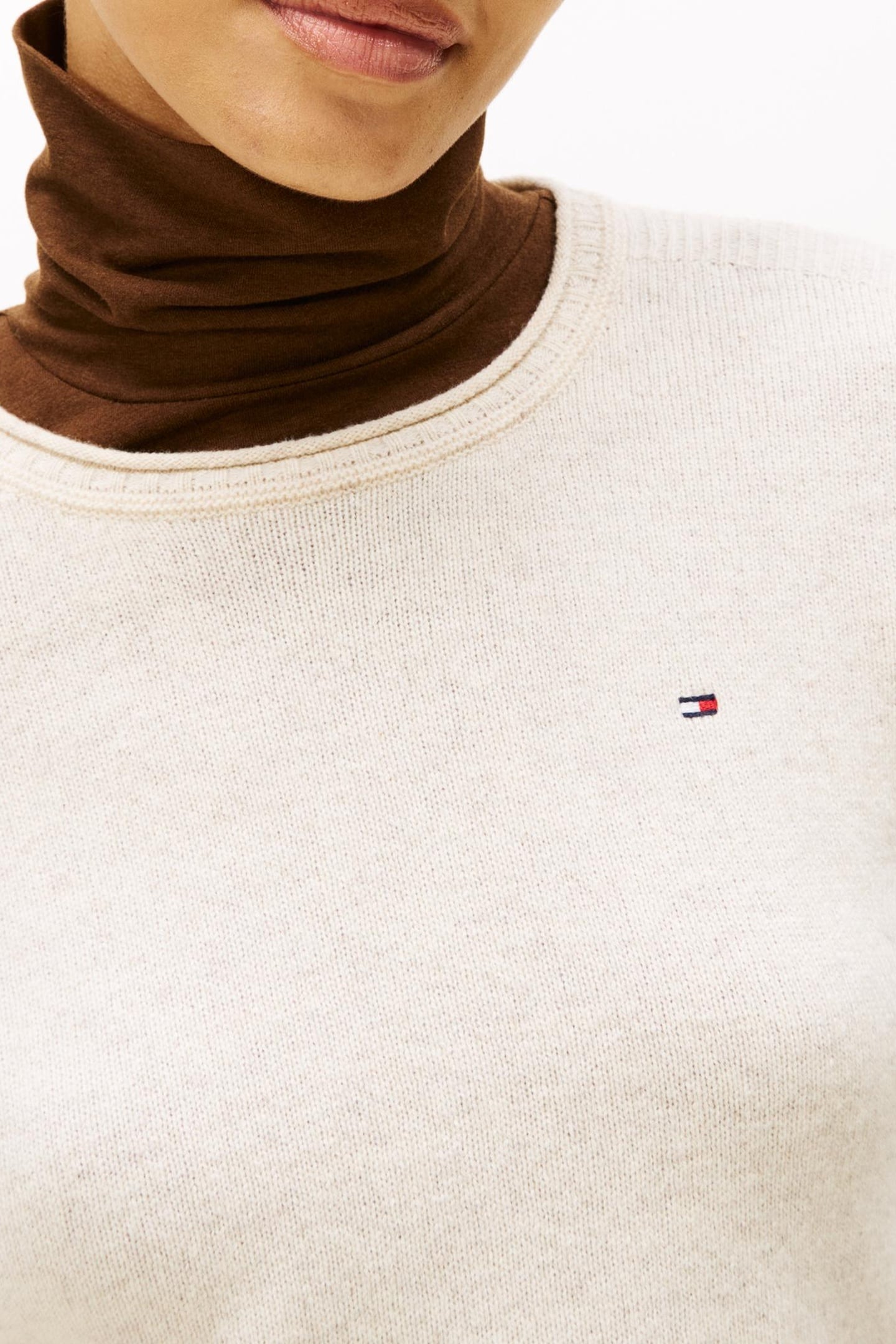 SOFT WOOL C-NECK LOOSE SWEATER HEATHER OATMILK 5