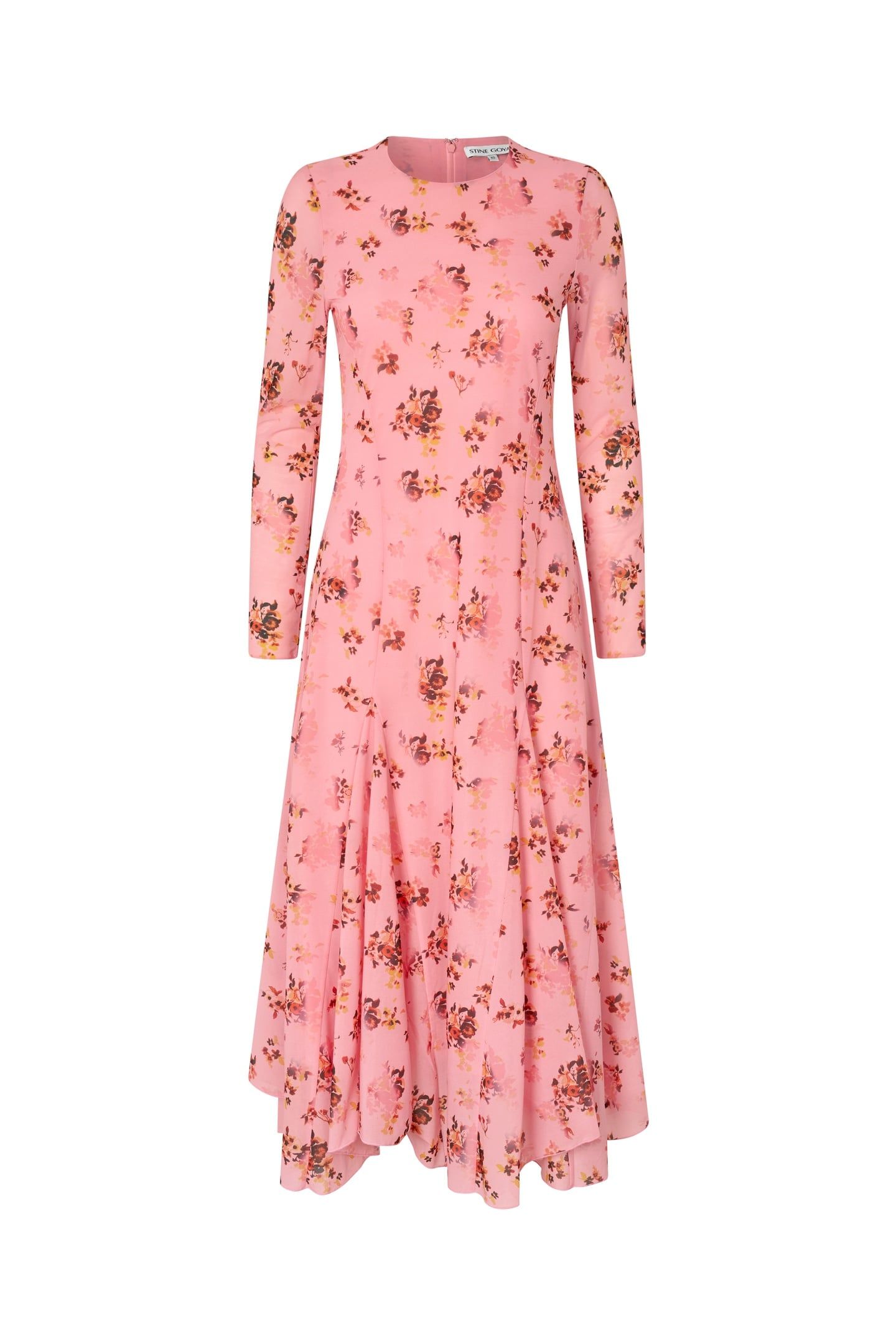 LONG SLEEVE RUFFLING MIDI DRESS PINK MAGNOLIAS 3