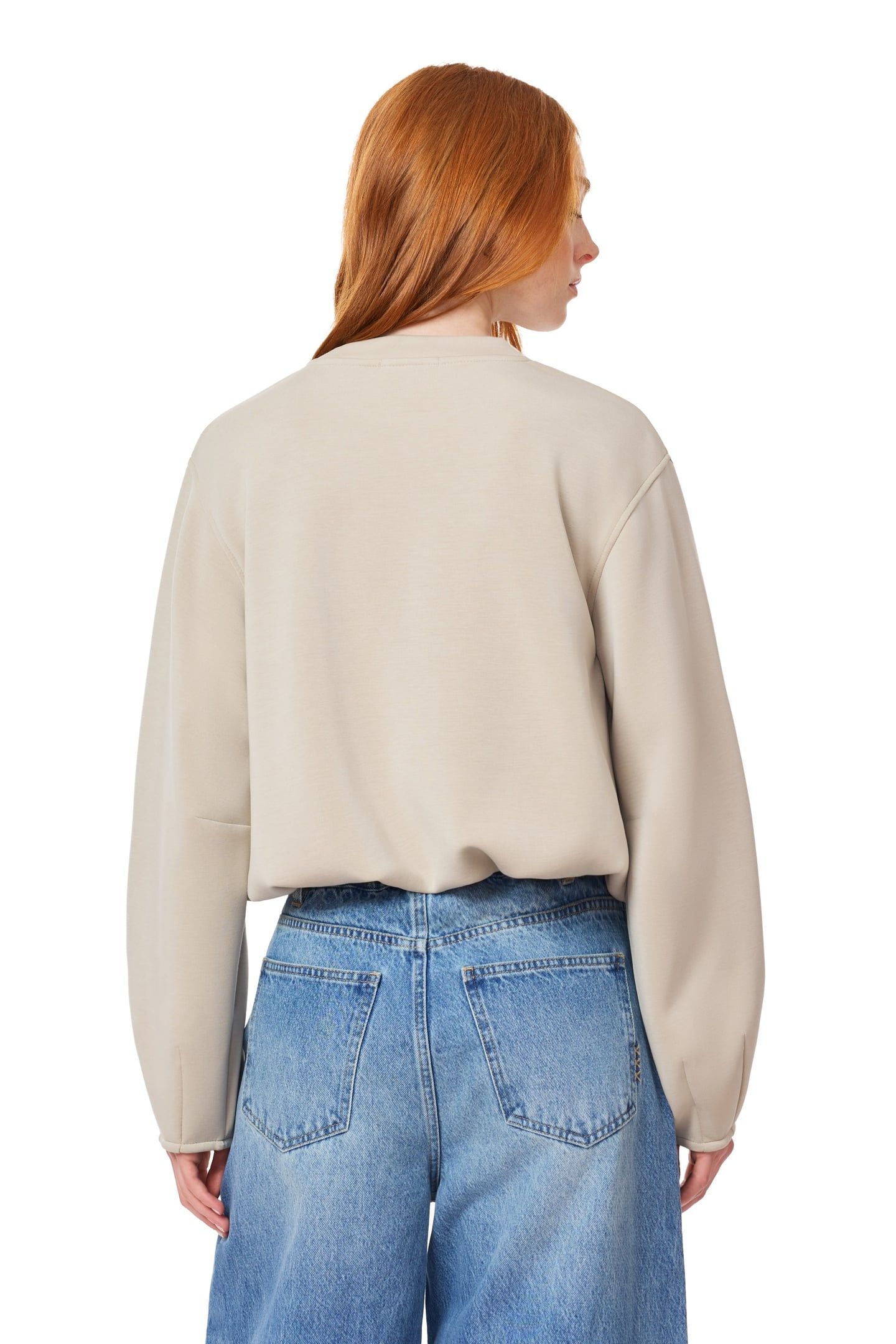 BUBBLE HEM CREWNECK FEATHER GRAY 2