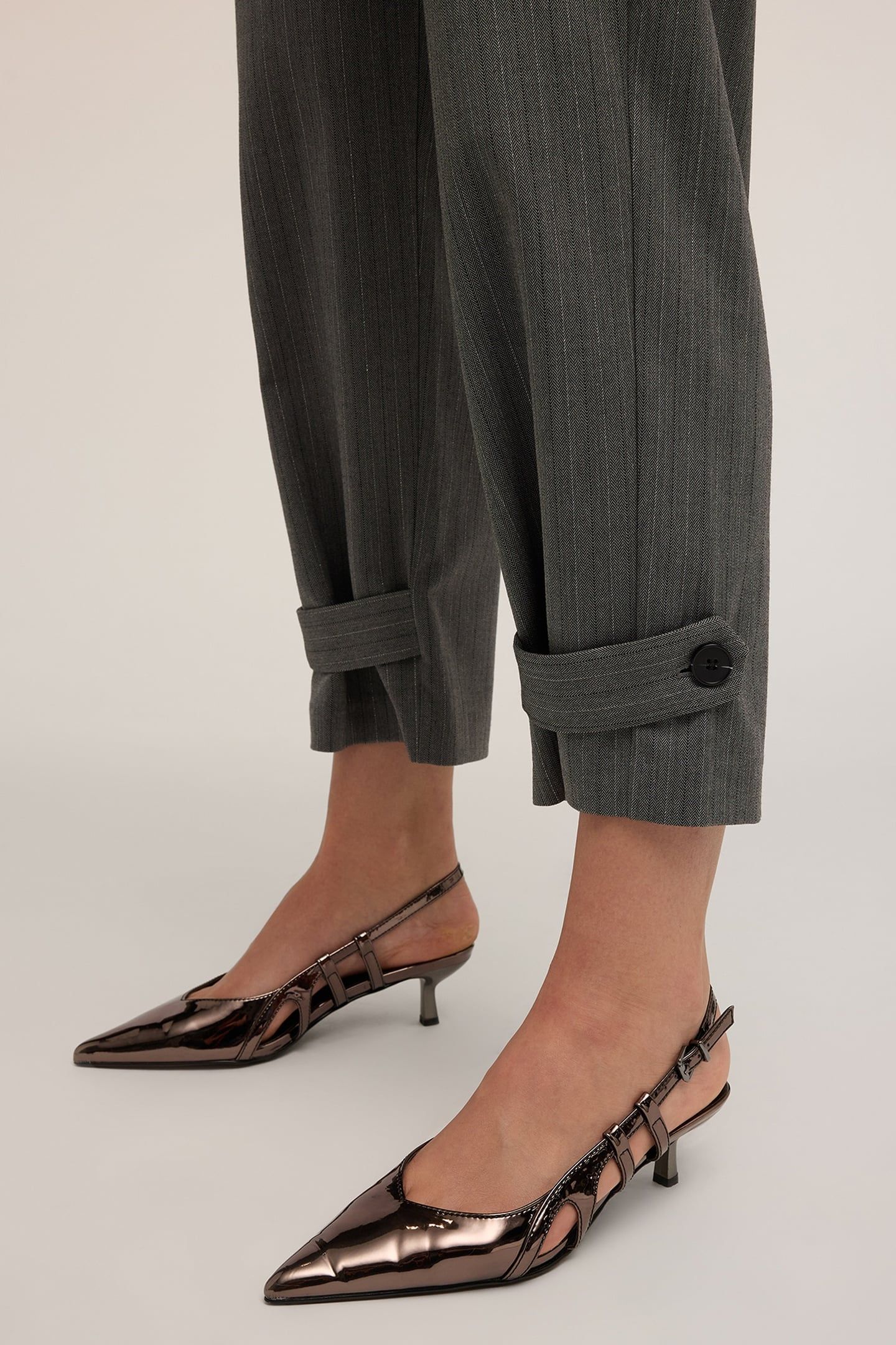 PINSTRIPE LUREX TROUSERS WITH WAISTBAND GREY 5
