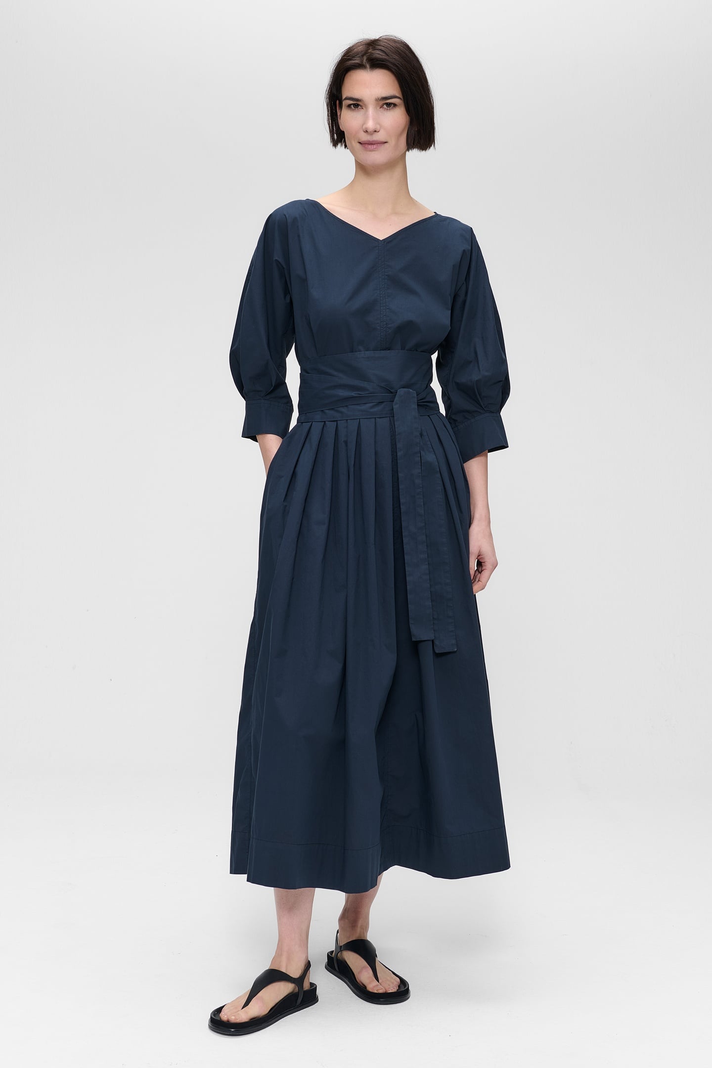 PAPER COTTON LONG DRESS MIDNIGHT BLUE 1