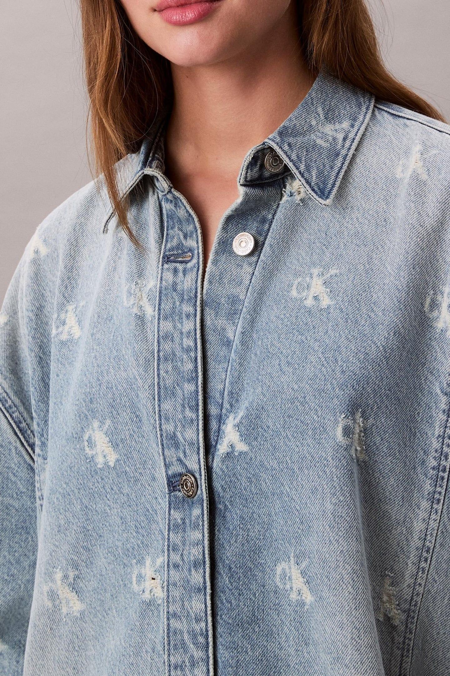 DENIM SHIRTDRESS CK DISTRESSED INDIGO 5