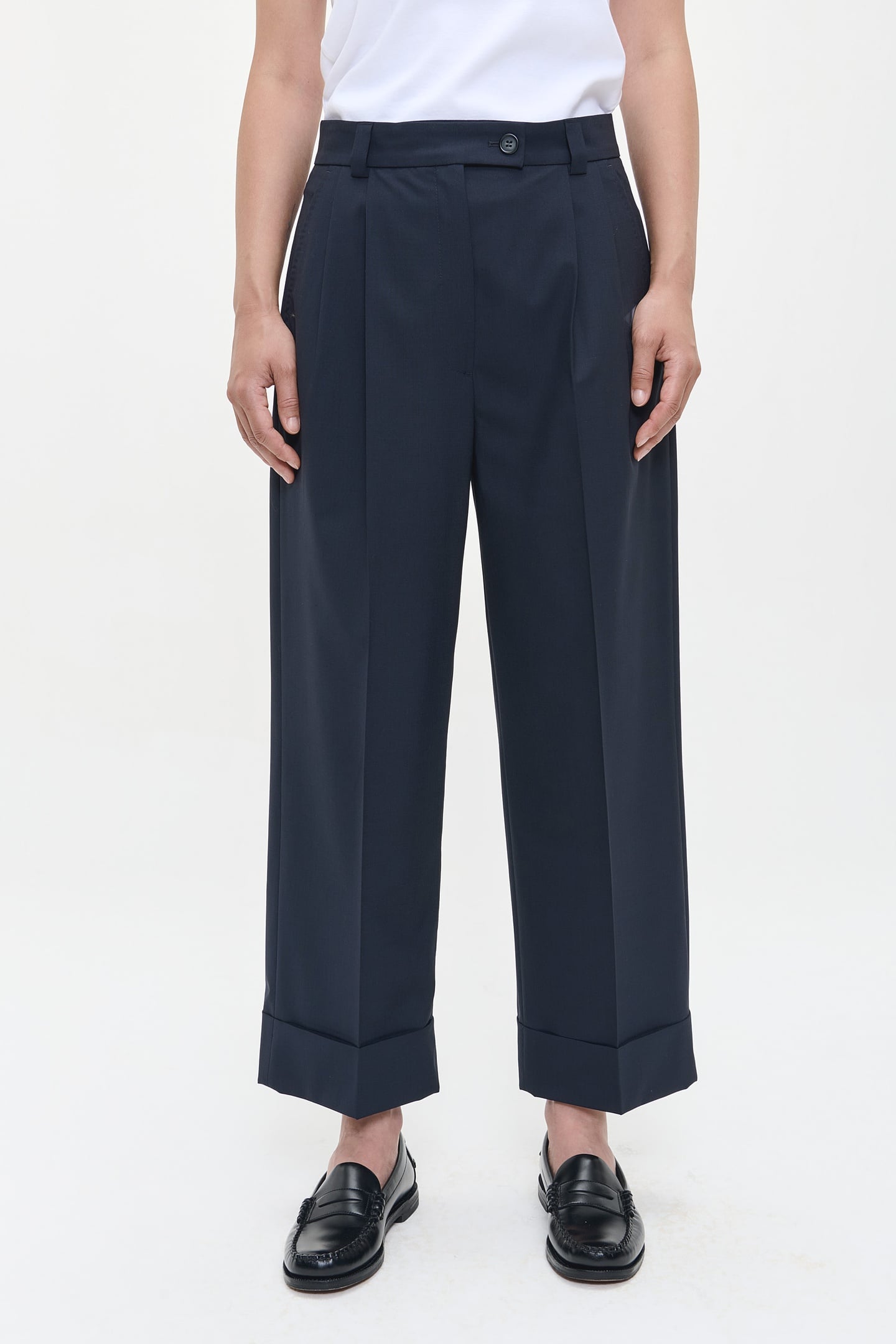 TROPICAL WOOL STRAIGHT PANTS MIDNIGHT BLUE 2
