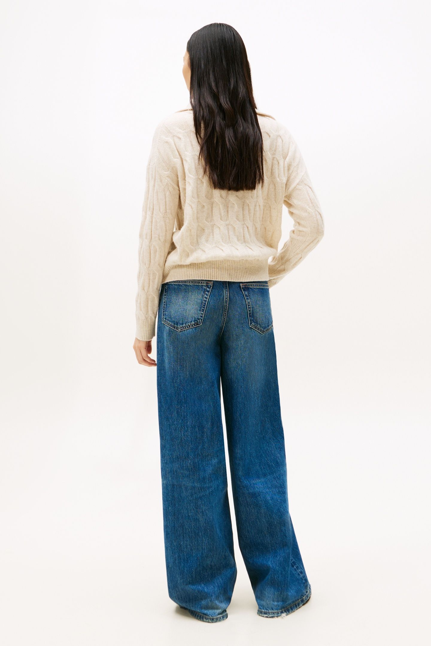 SOFT WOOL CABLE 1/2 ZIP HEATHER OATMILK 3
