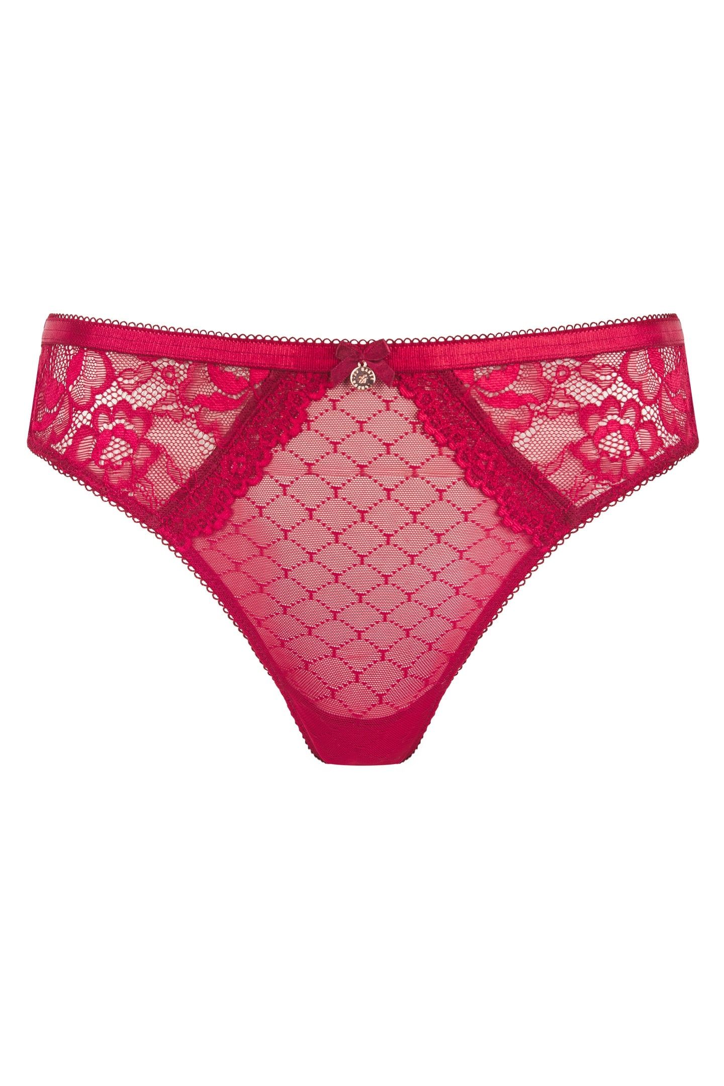 ELIZA 2PK SOLID MESH THONG MAUVE CHECK/SAVVY RED 5