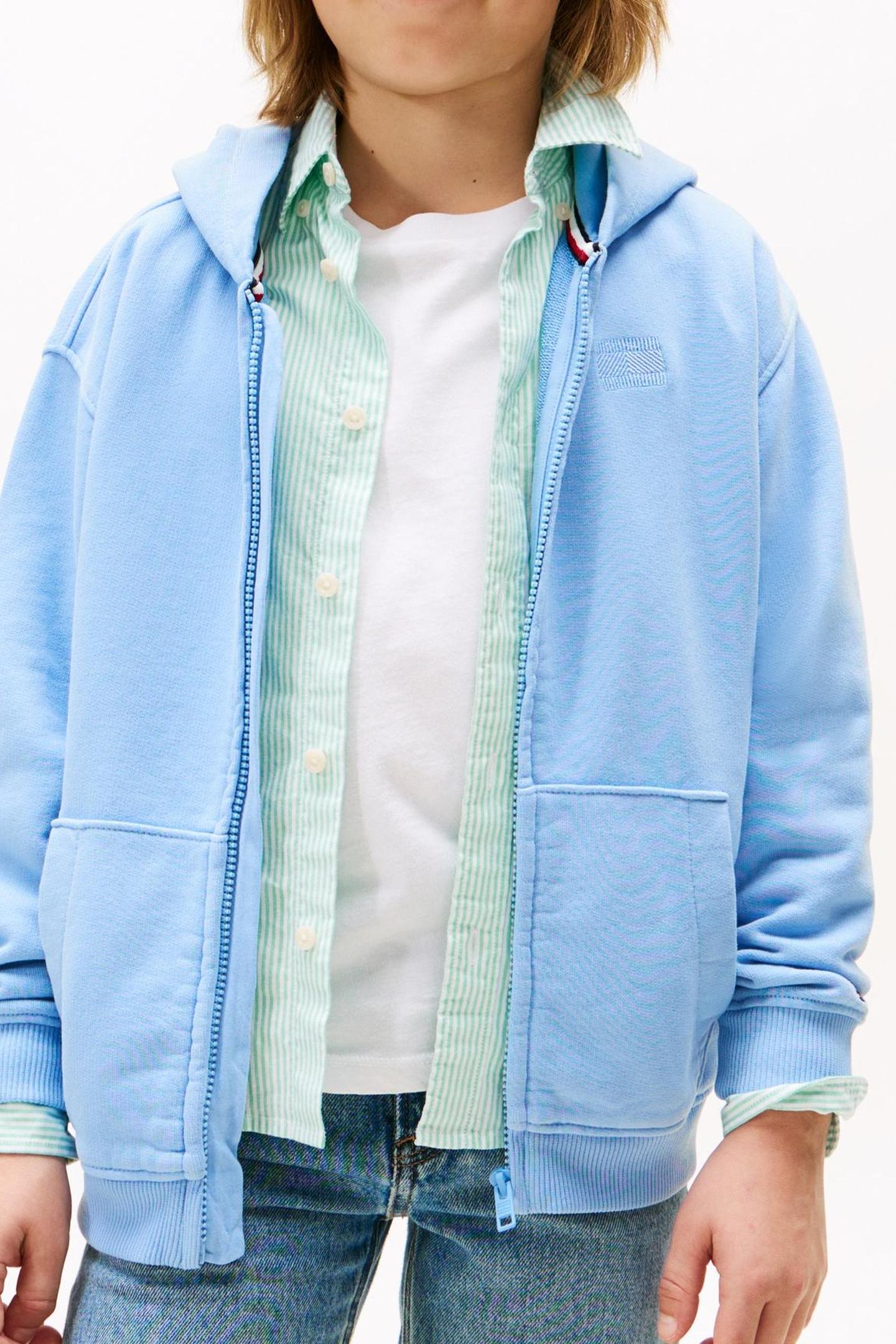 BOYS TONAL FLAG EMB ZIP CLOUDY BLUE 1
