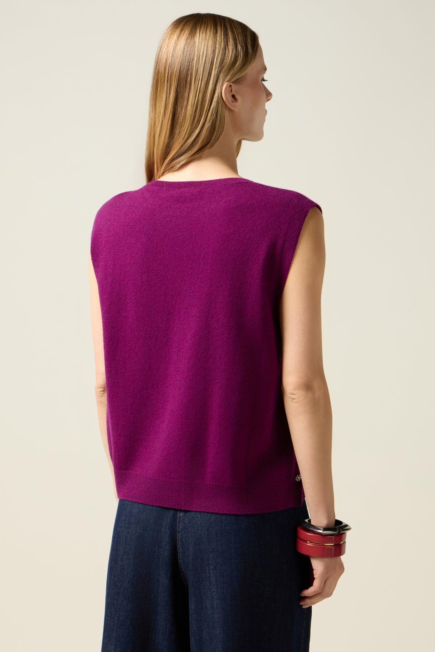 WOOL AND CASHMERE CARDIGAN WITH BUTTONS PURPLE 2