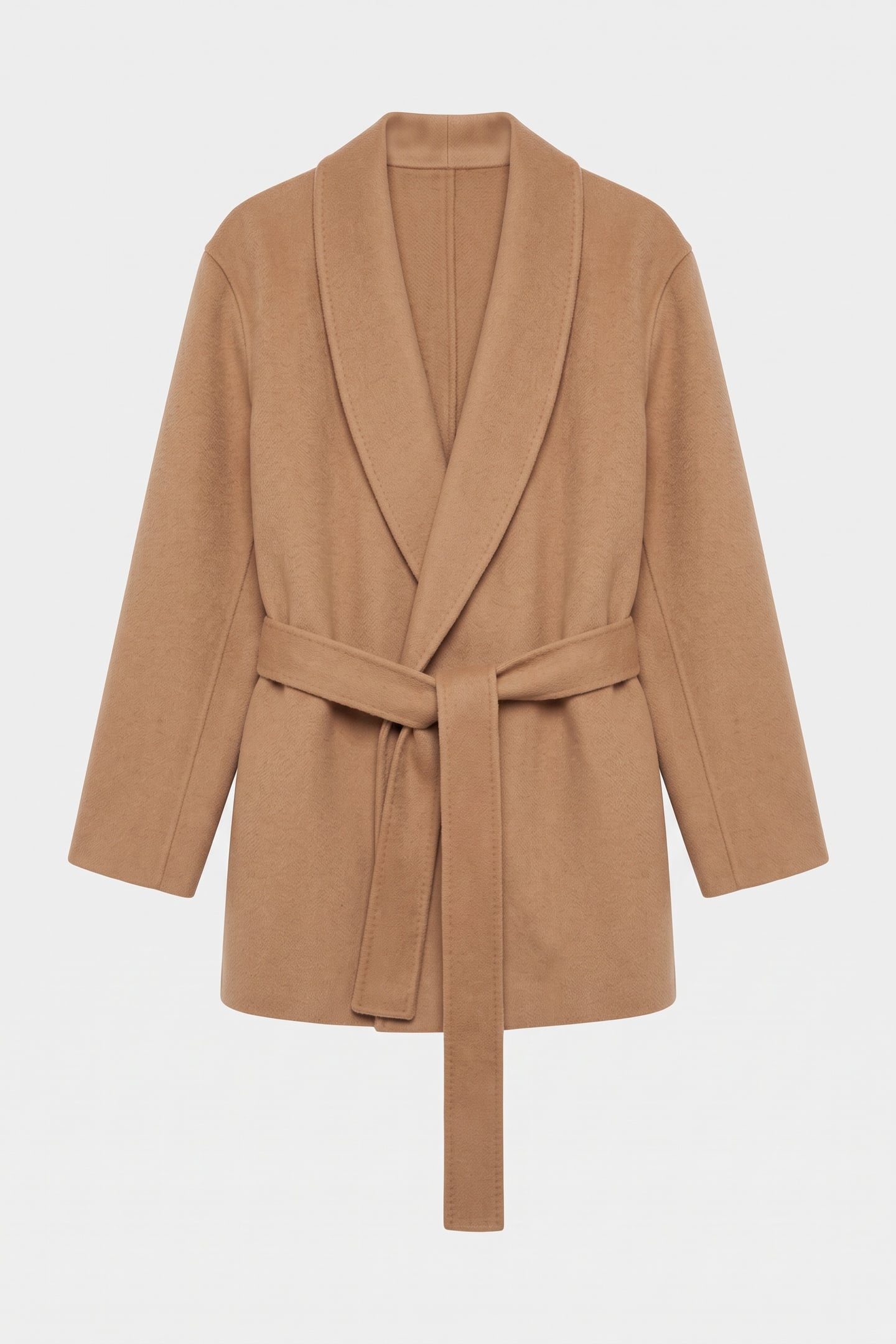 WOOL BLEND WRAP COAT DARK CAMEL 3