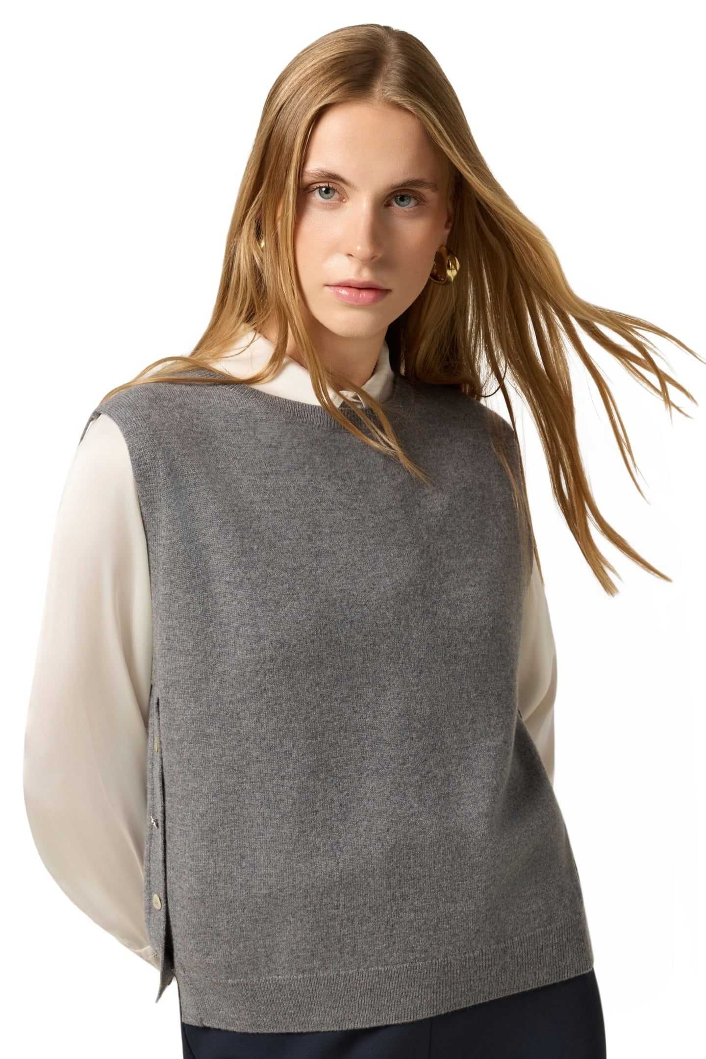 WOOL AND CASHMERE CARDIGAN WITH BUTTONS GREY 3