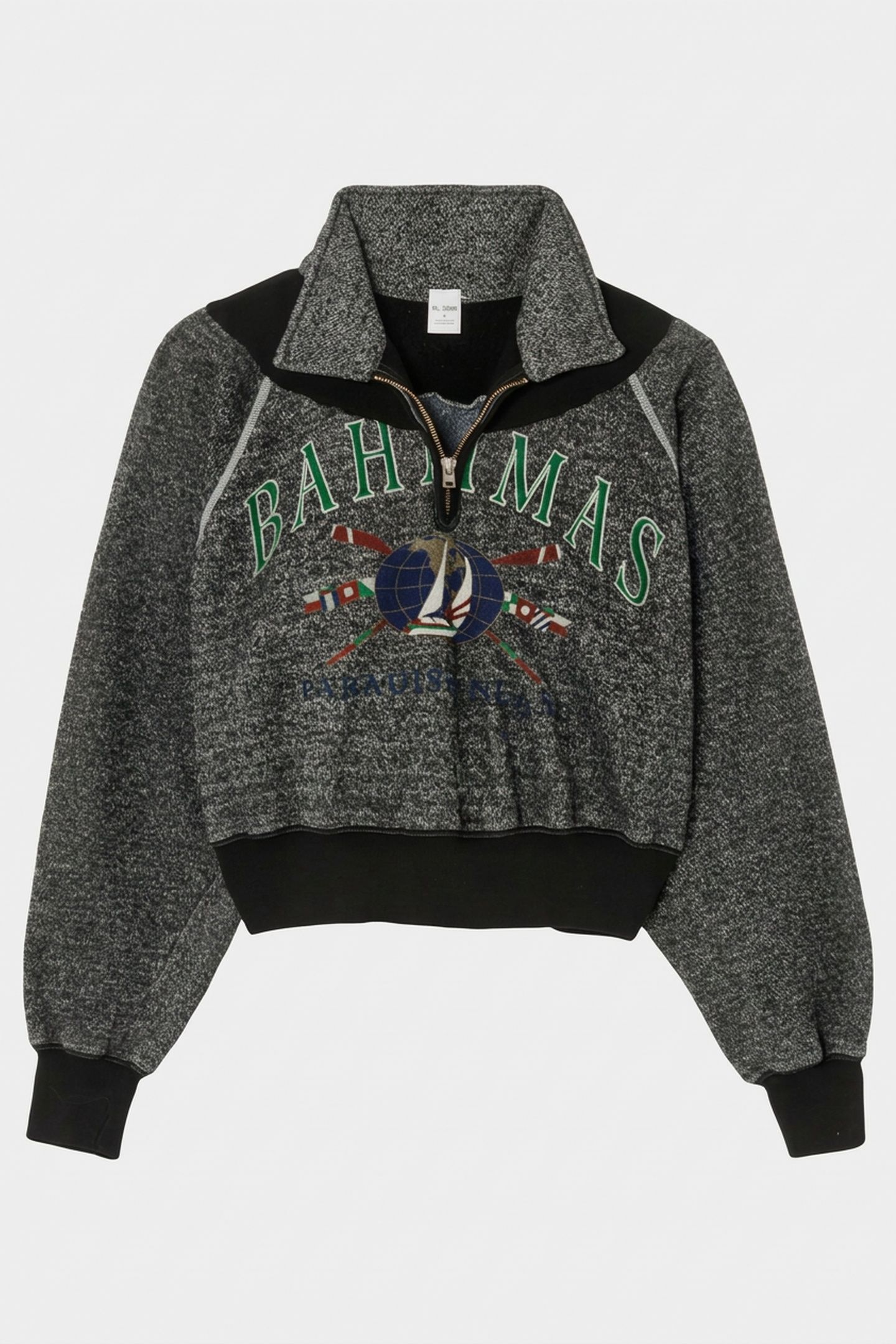 90S UPCYCLED CROP HALF ZIP ASSORTED BLACK 5