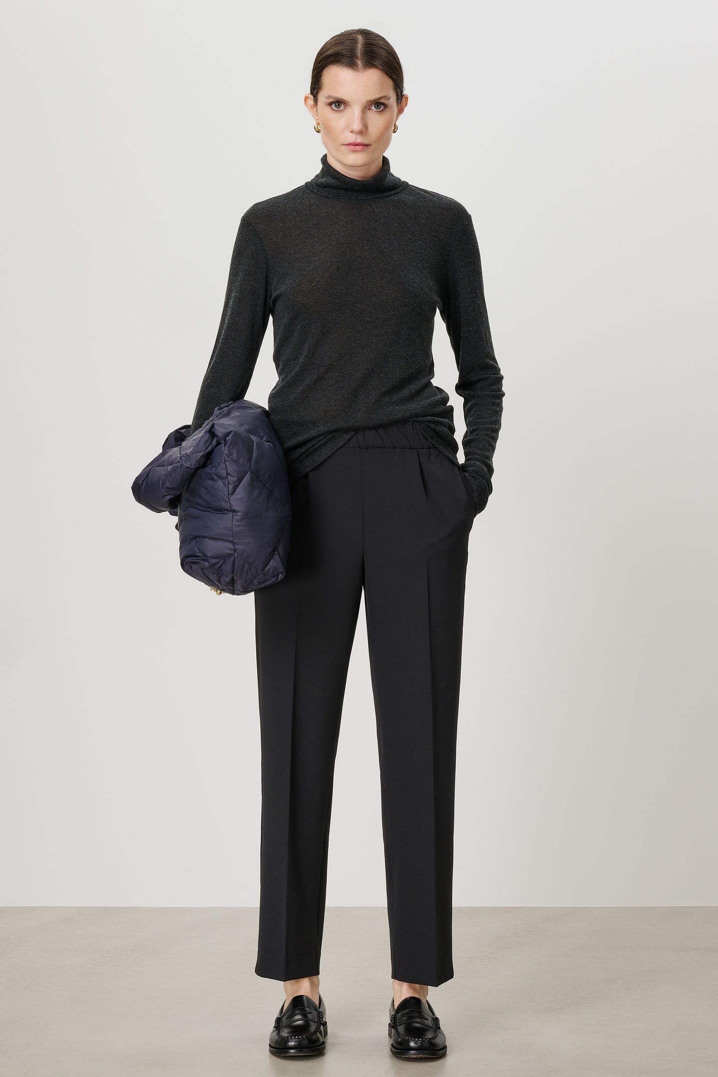 PALMER ROLL NECK TOP CHARCOAL 3