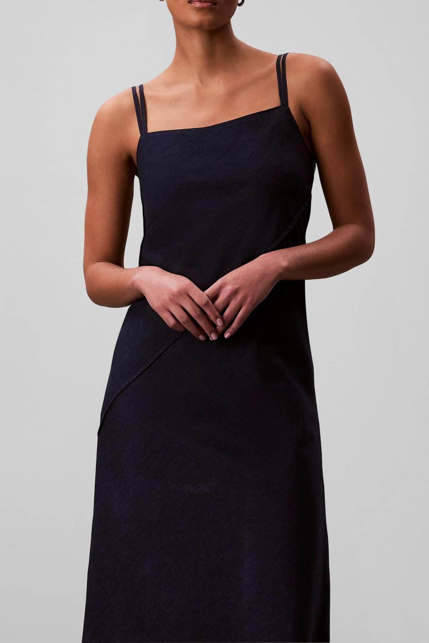 BIAS CUT SOFT DENIM DRESS UPTOWN BLUE 1