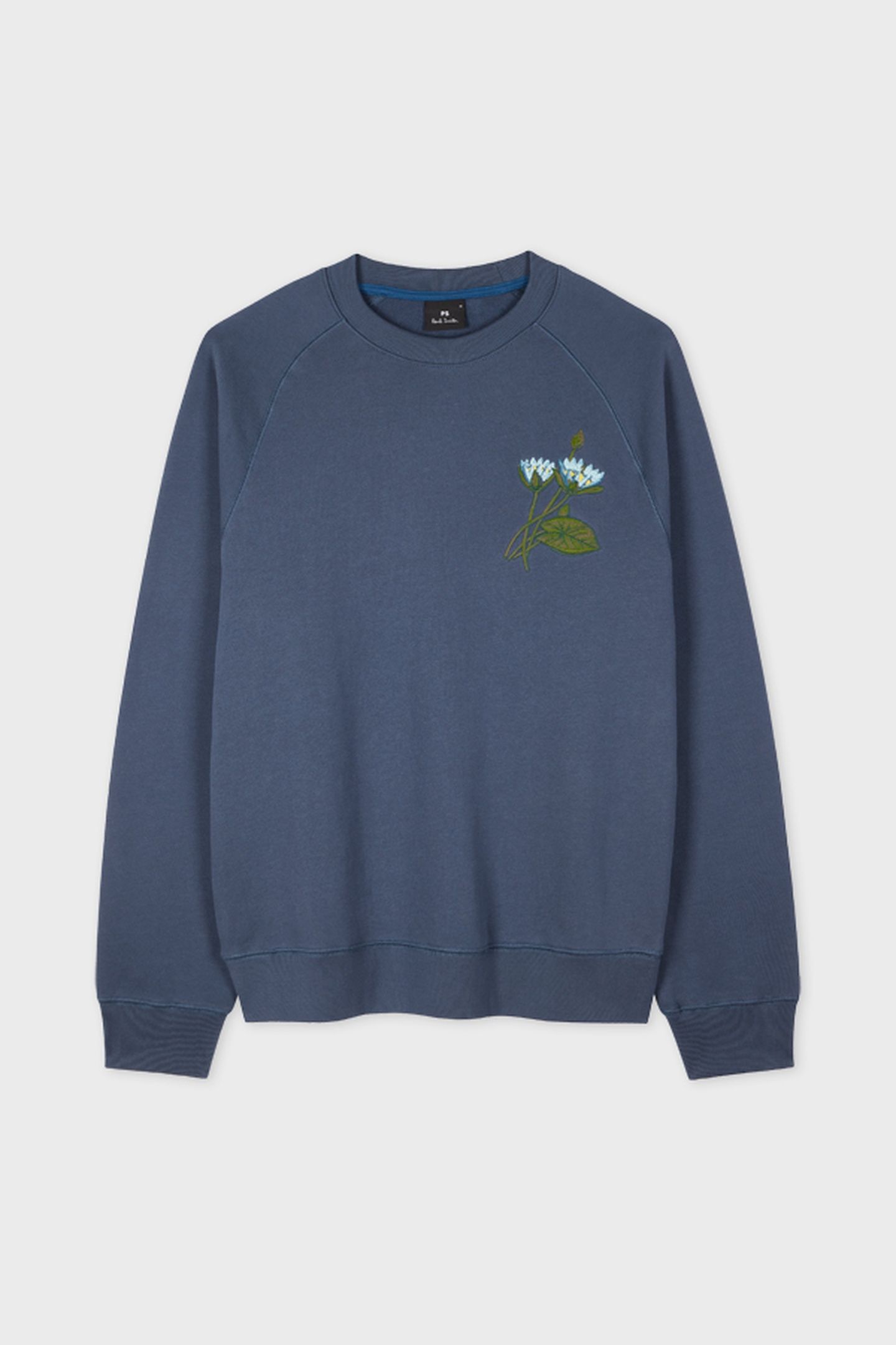 MENS LS SWEATSHIRT FLORAL EMB INDIGO 6