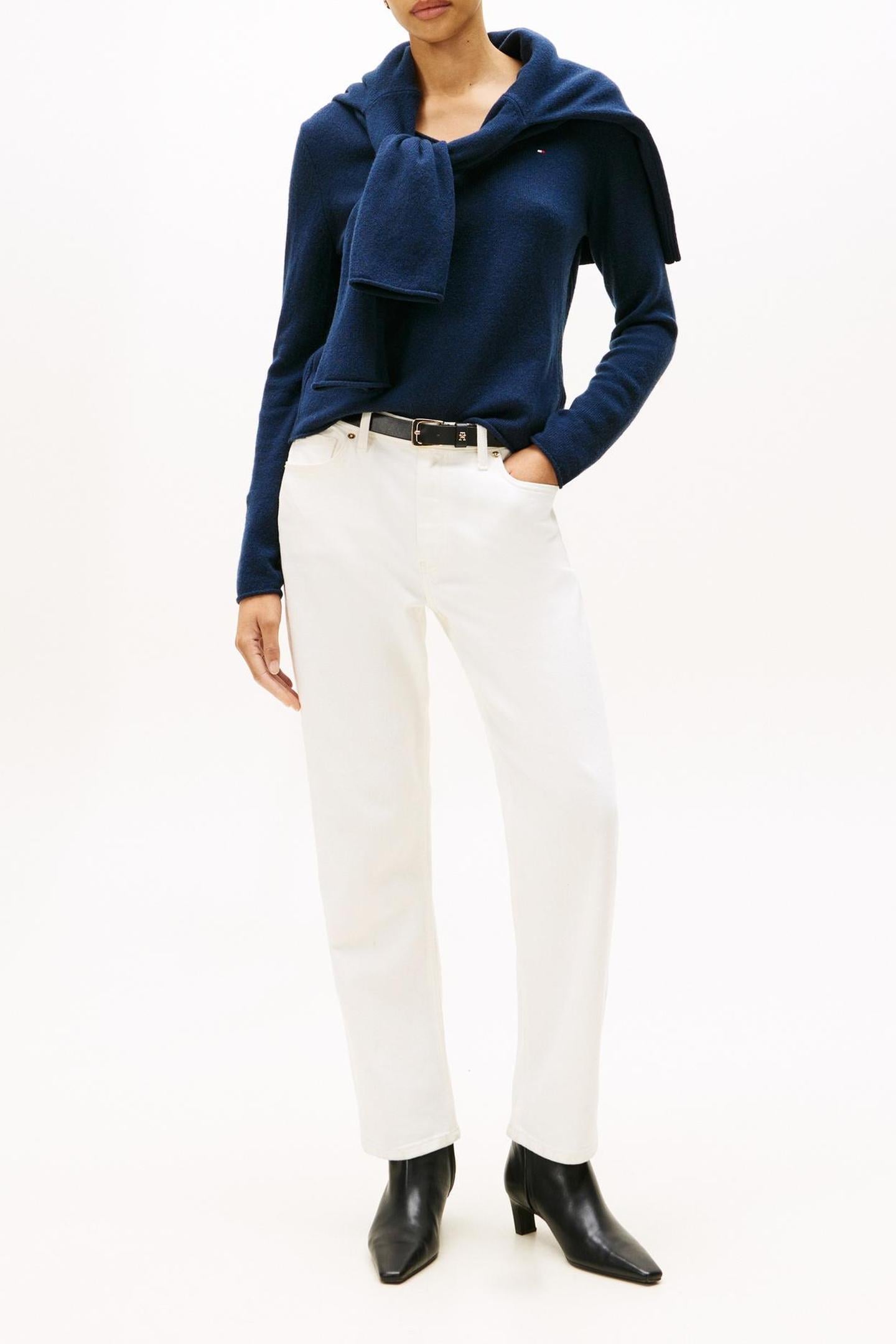 SOFT WOOL V-NECK LOOSE SWEATER DARK NIGHT NAVY 2