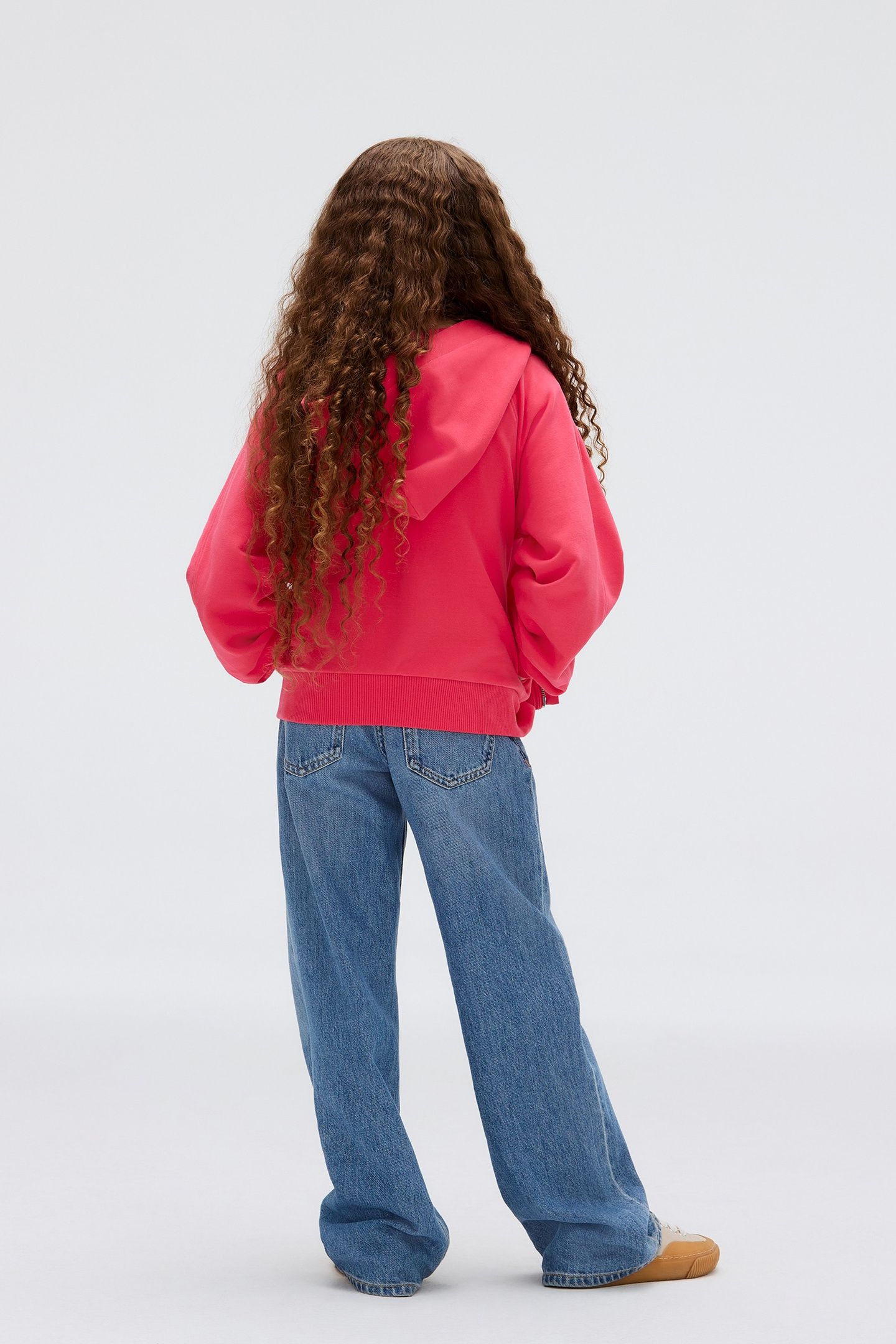 GIRLS TERRY ZIP UP HOODIE TEABERRY 2