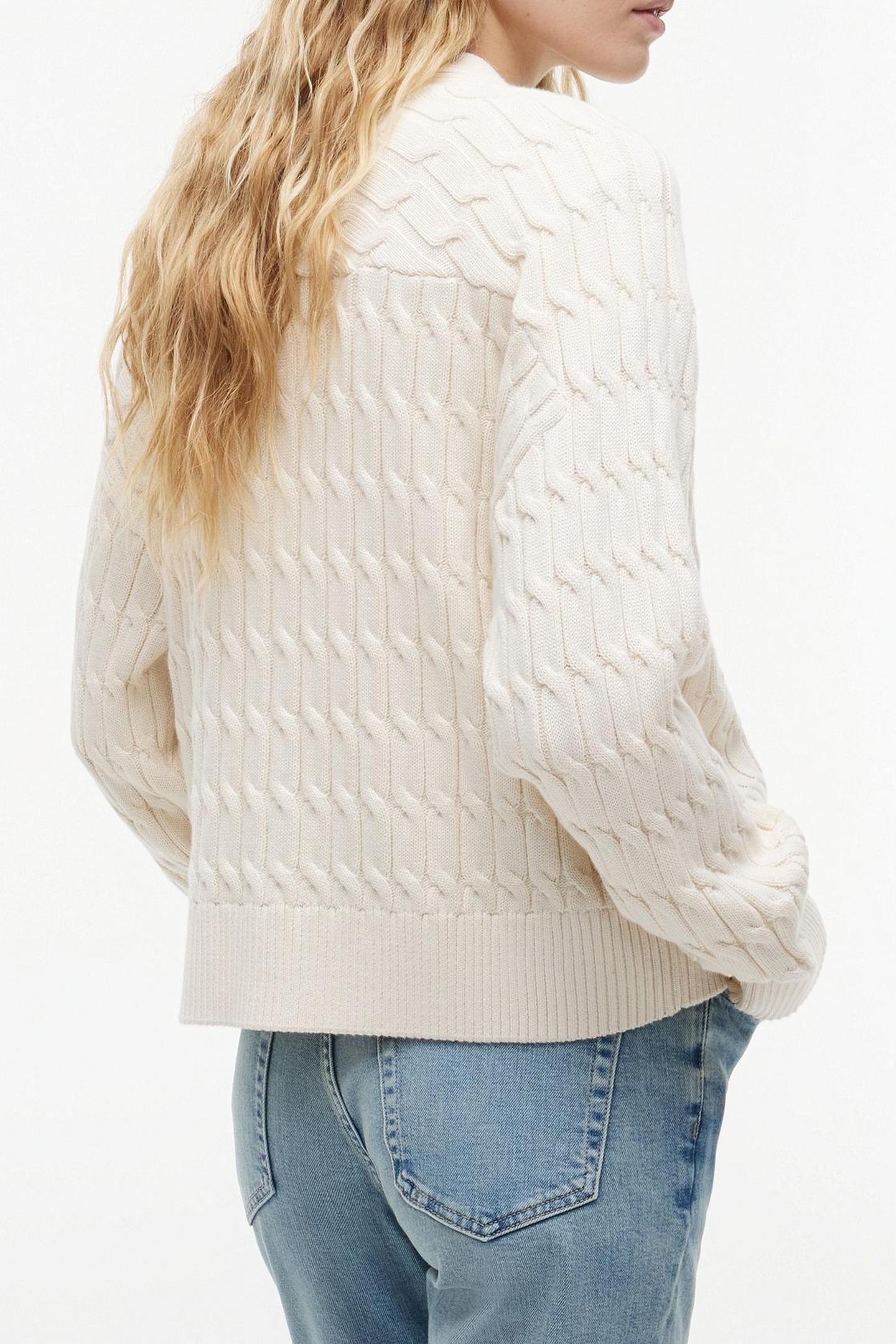 MID GG CABLE V-NECK LS IVORY PETAL 2