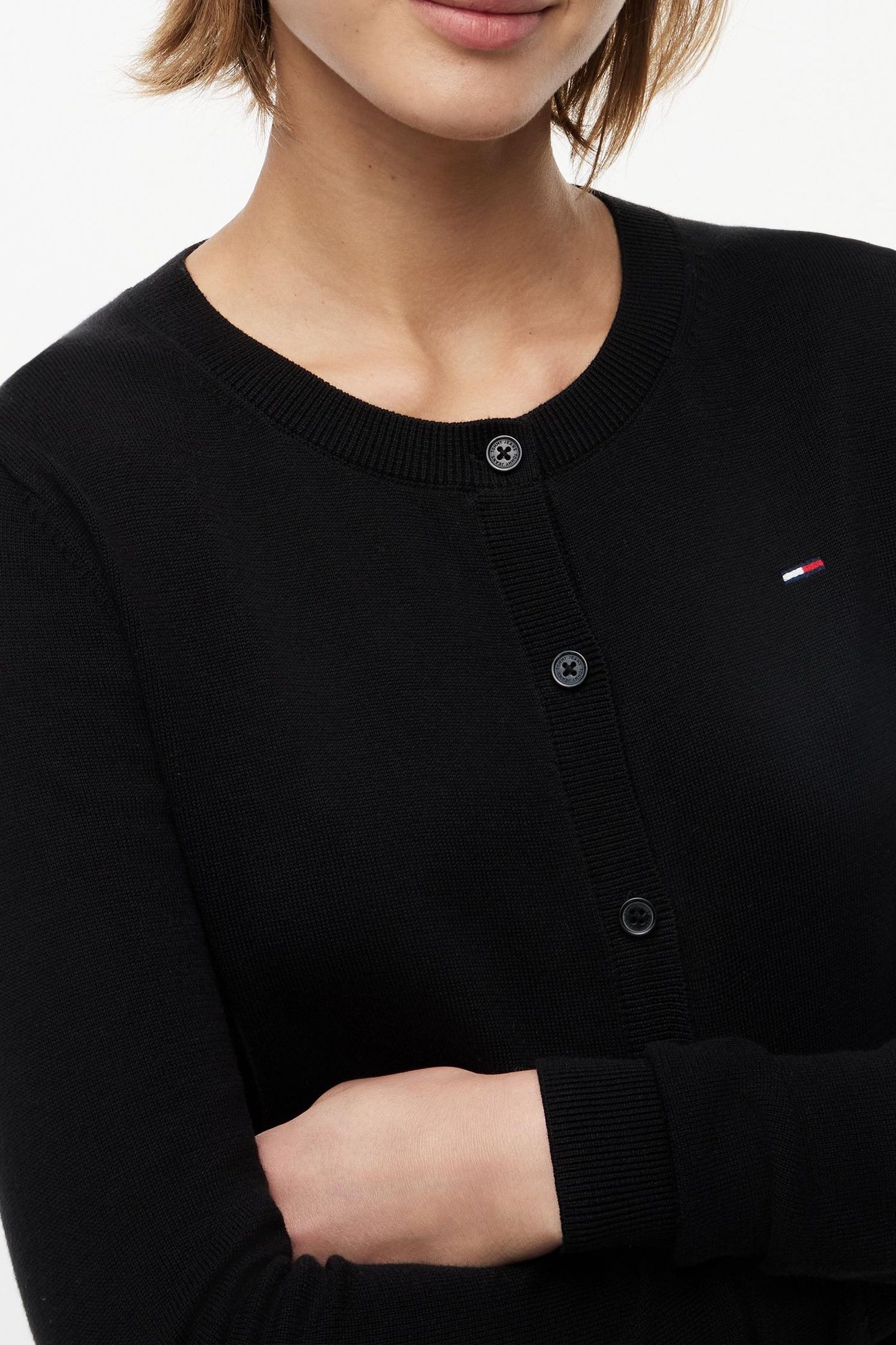 CREW NECK CARDIGAN BLACK 6