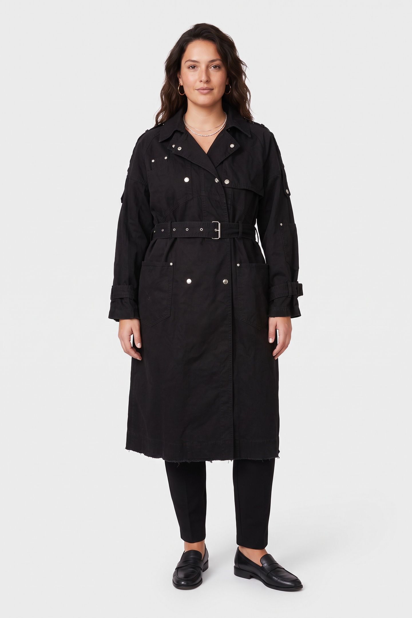 GARMENT-DYED GABARDINE TRENCH COAT BLACK 1