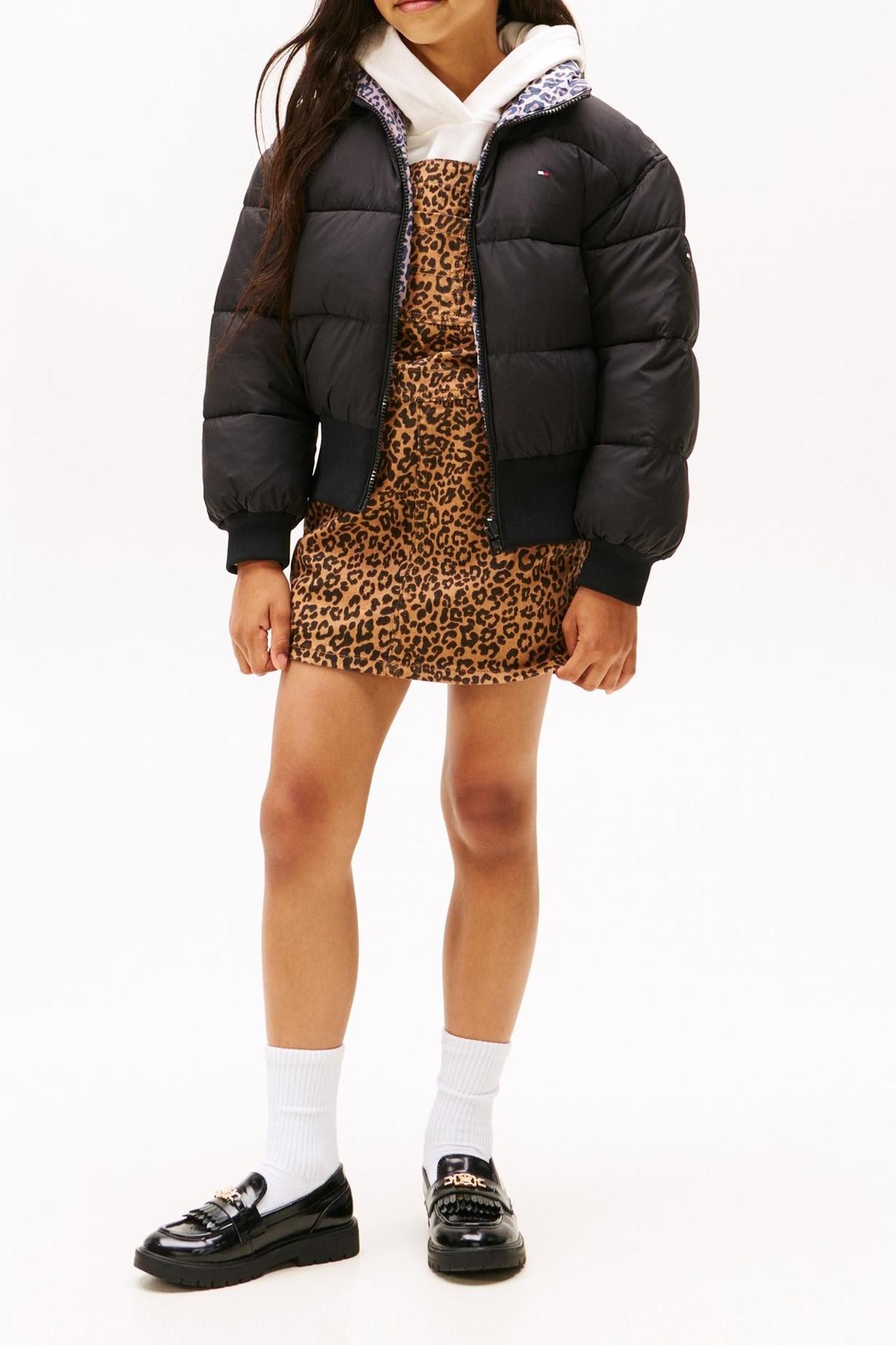 GIRLS REVERSIBLE PUFFER BLACK AOP 3