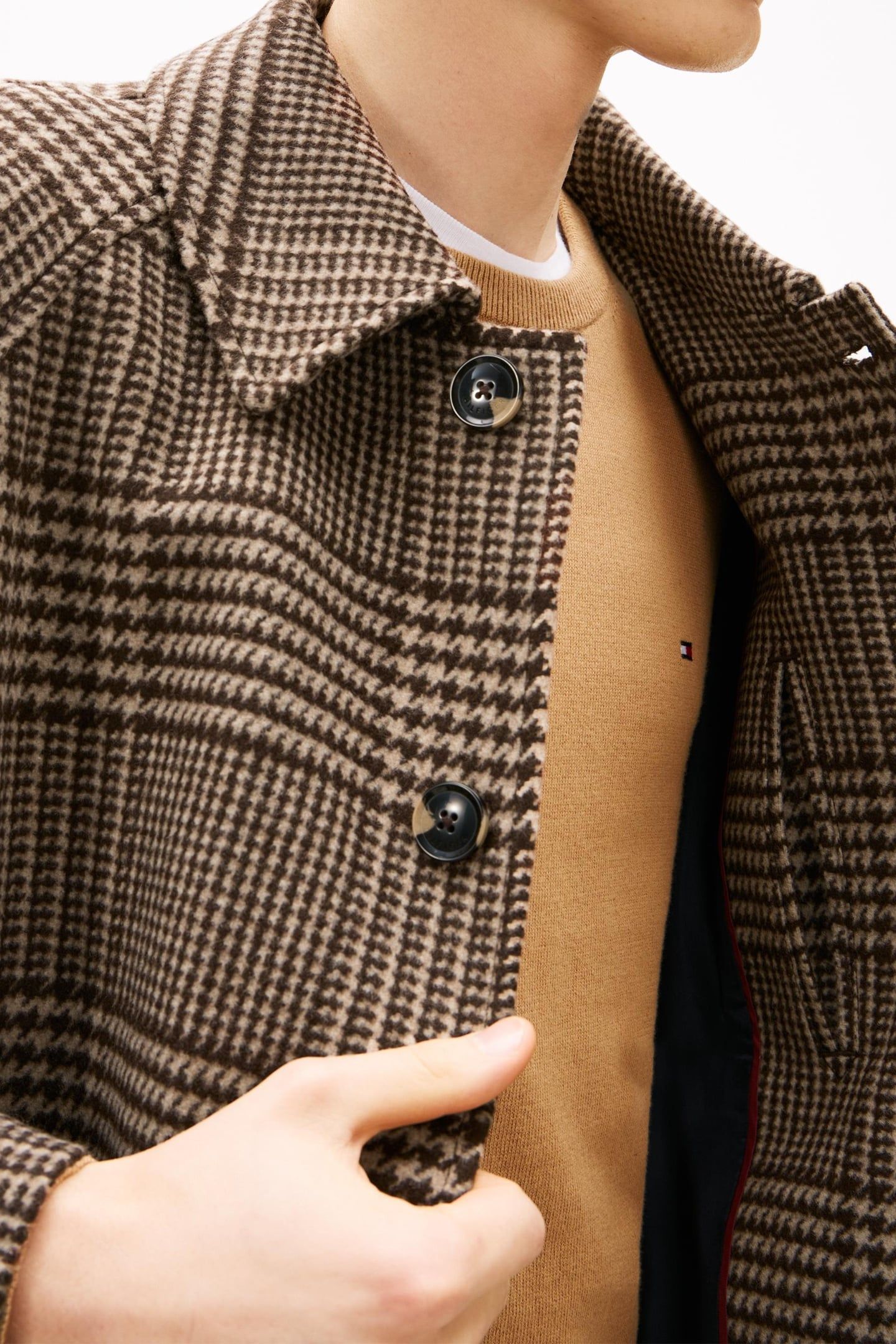 WOOL CHECK COAT BROWN CAMEL CHECK 6