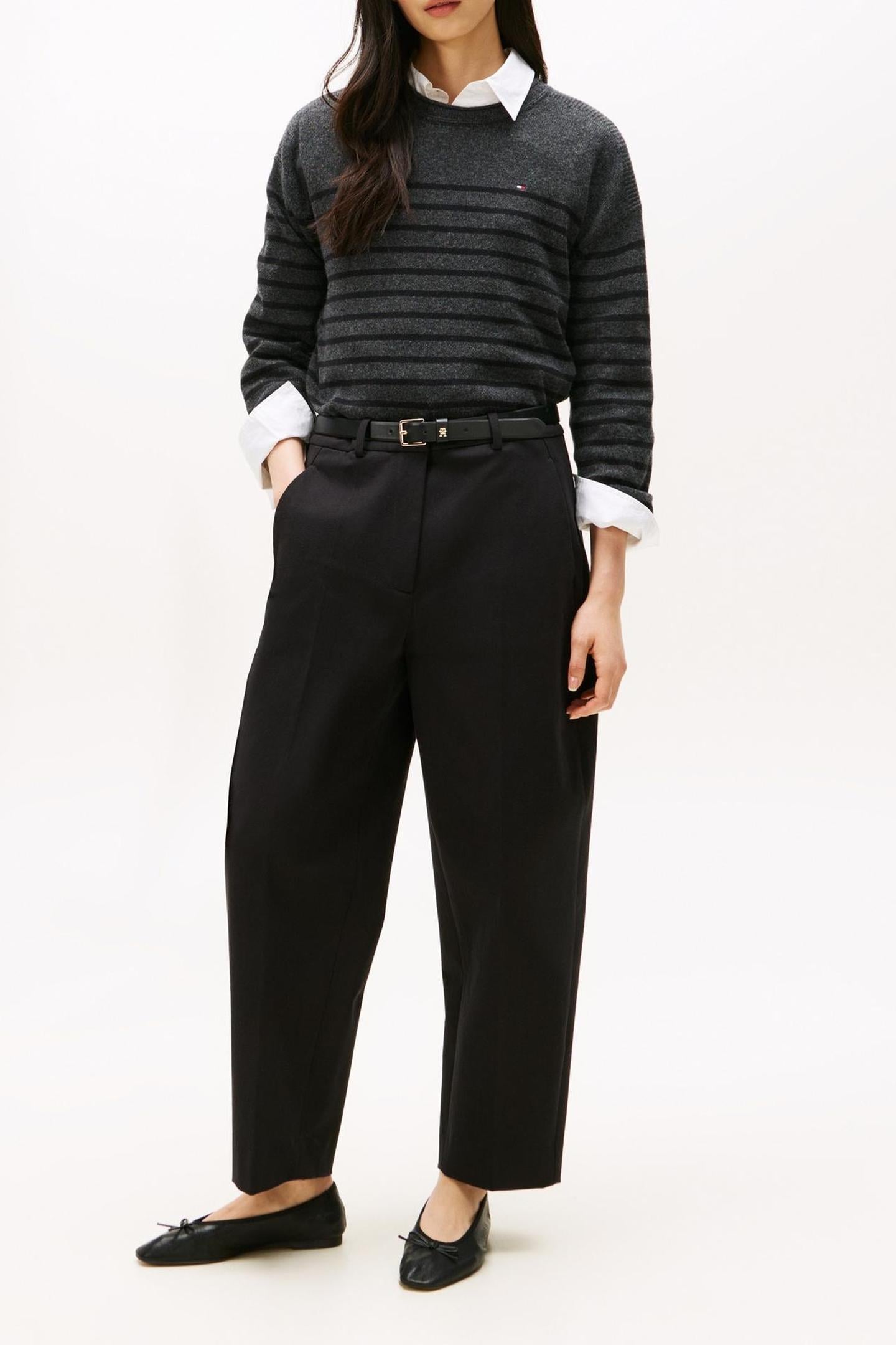 SOFT WOOL RELAXEDD C-NECK DARK GREY HEATHER/BLACK 1
