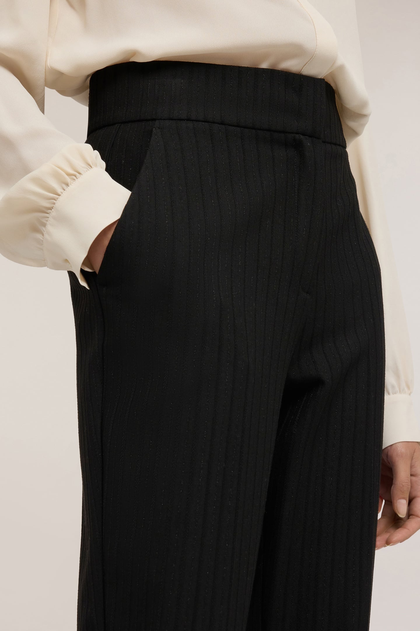 REGULAR PANTS IN YARN-DYED FABRIC BLACK 5