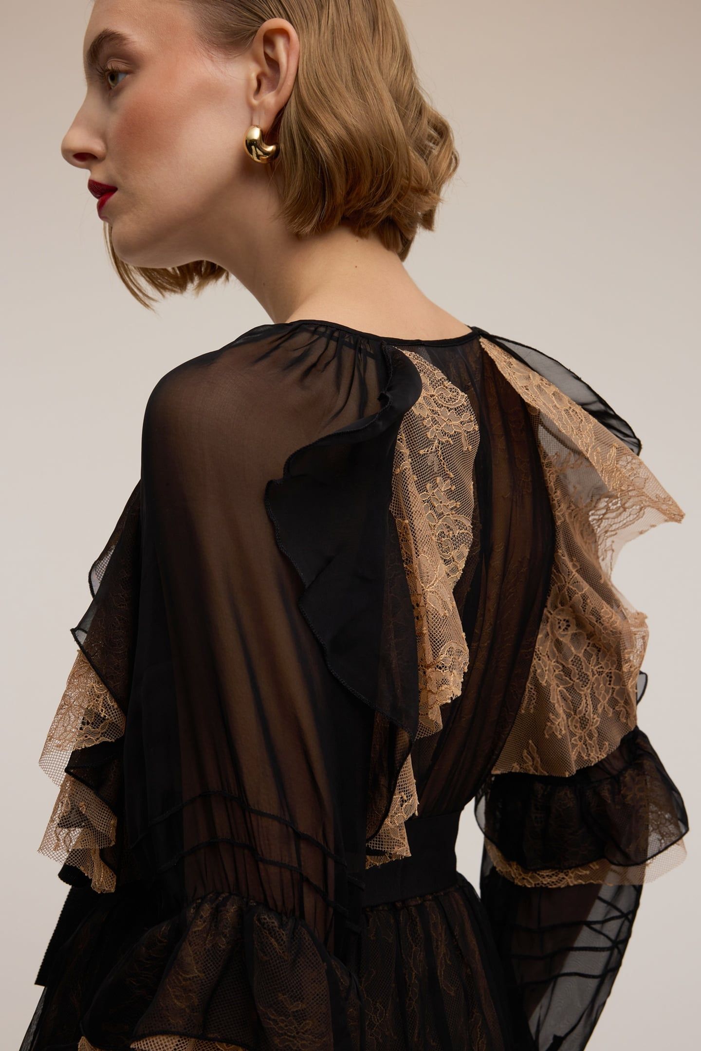 GEORGETTE AND LACE SMART COUTURE DRESS BLACK 4
