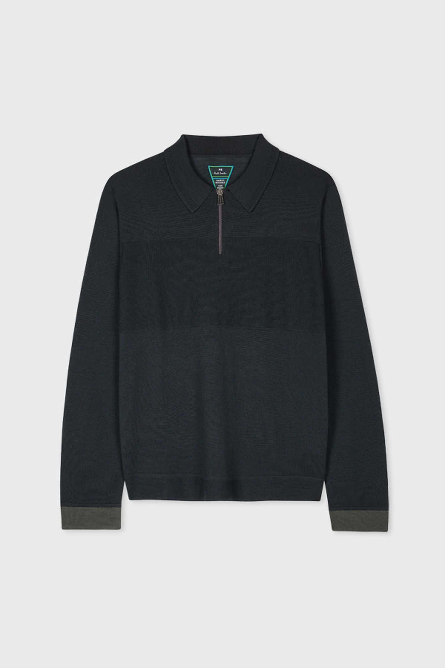 MENS SWEATER LS POLO BLACK MELANGE 5